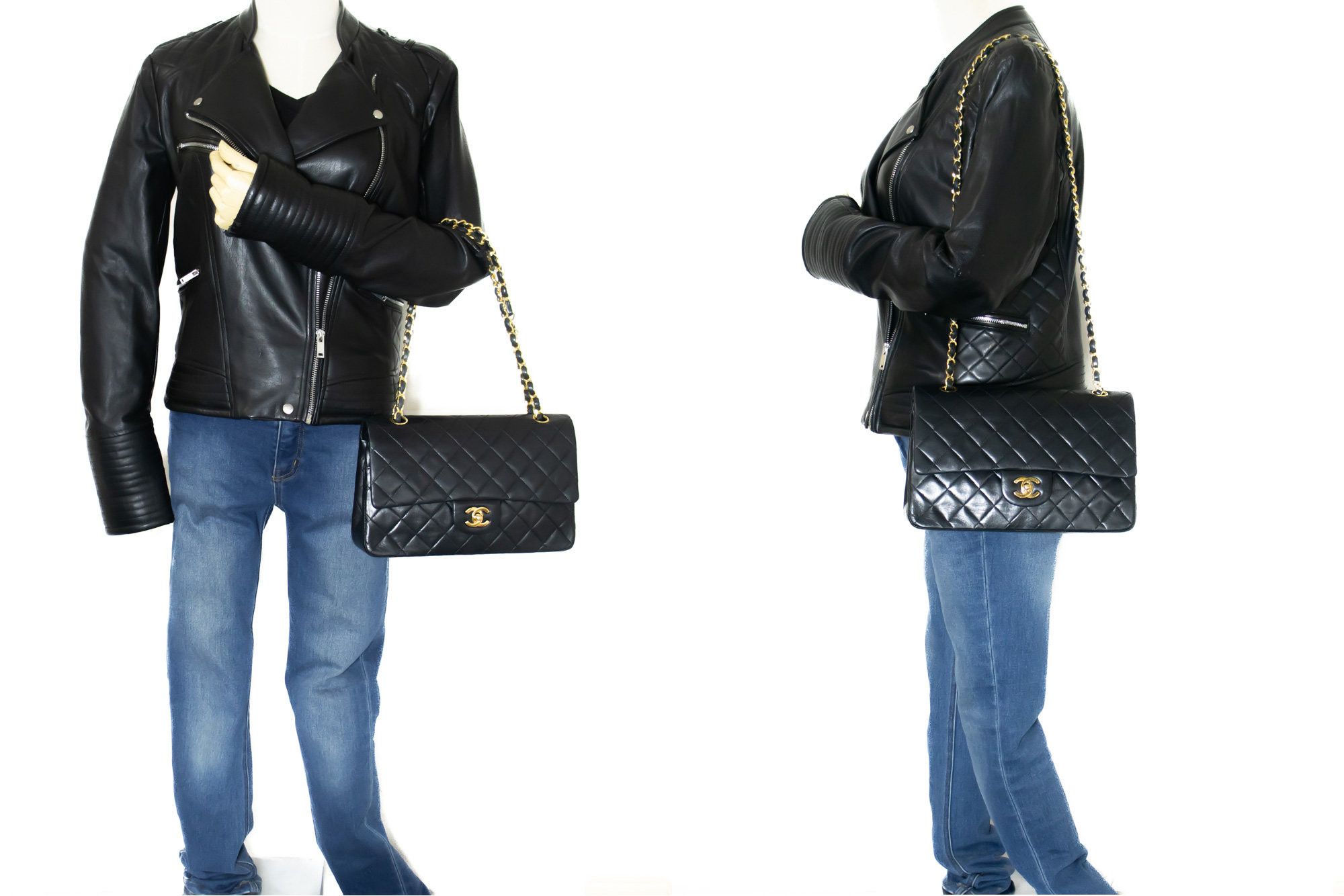 Chanel Double Flap Black Leather Shoulder Bag (Pre-Owned) Size ONE SIZE - 7 Thumbnail