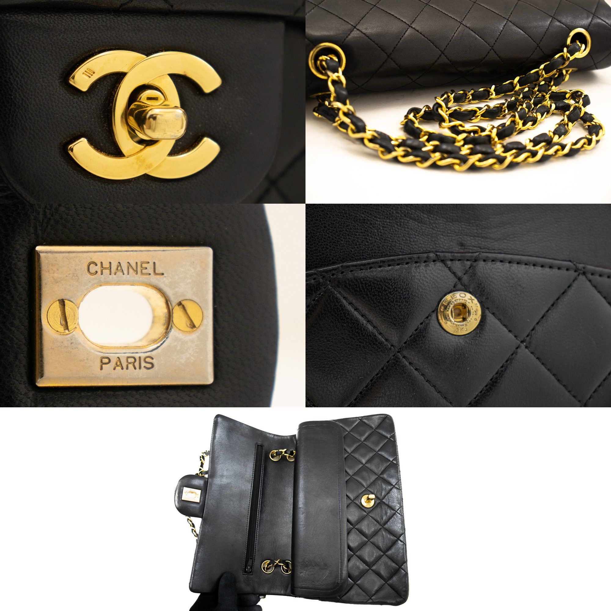 Chanel Double Flap Black Leather Shoulder Bag (Pre-Owned) Size ONE SIZE - 10 Thumbnail