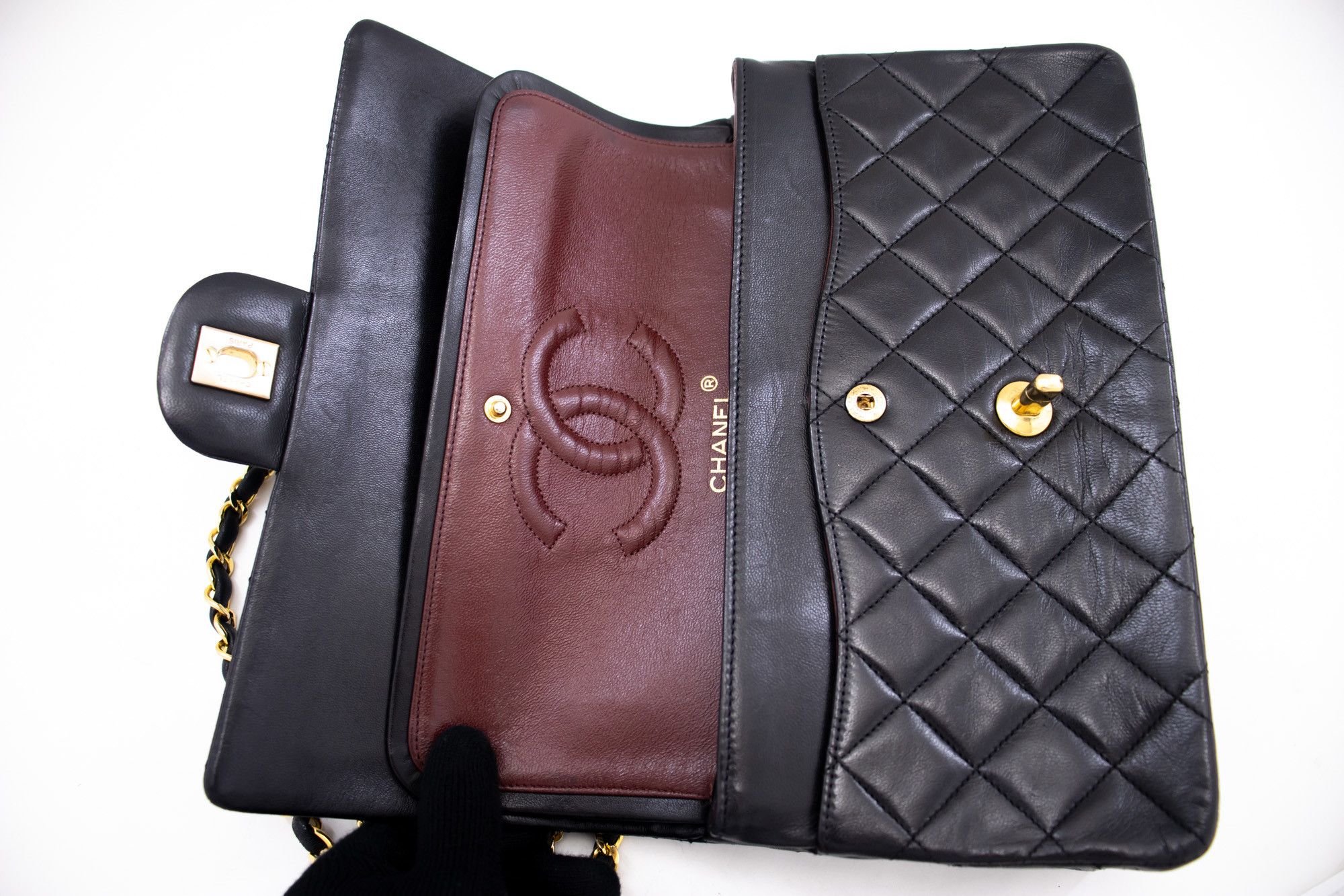 Chanel Double Flap Black Leather Shoulder Bag (Pre-Owned) Size ONE SIZE - 11 Thumbnail