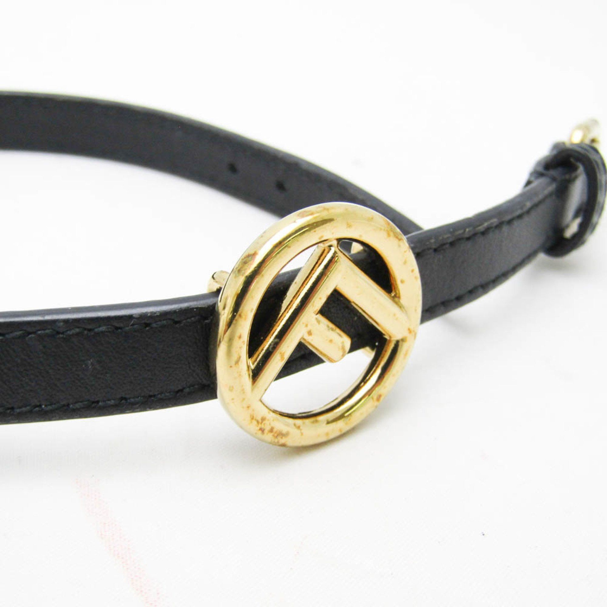 Fendi Fendi F Is 8AG739 Leather,Metal Charm Bracelet Black,Gold Size ONE SIZE - 4 Thumbnail