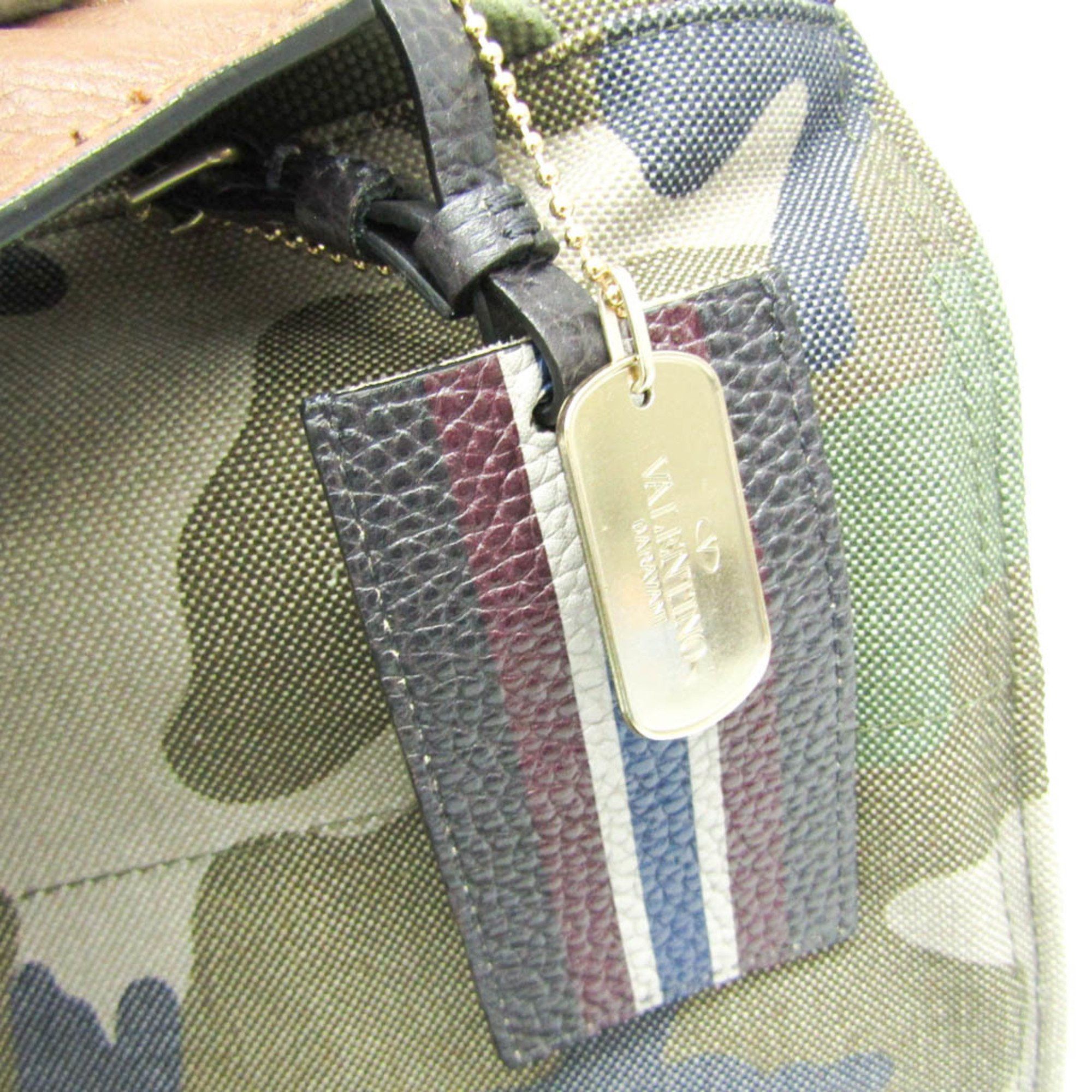 Valentino Valentino Garavani Military Women,Men Leather,Canvas Backpack Khaki Size ONE SIZE - 11 Thumbnail
