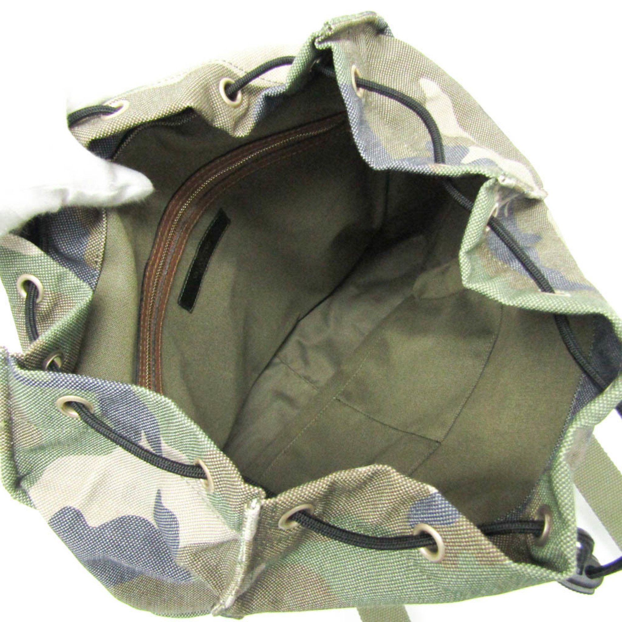 Valentino Valentino Garavani Military Women,Men Leather,Canvas Backpack Khaki Size ONE SIZE - 3 Thumbnail