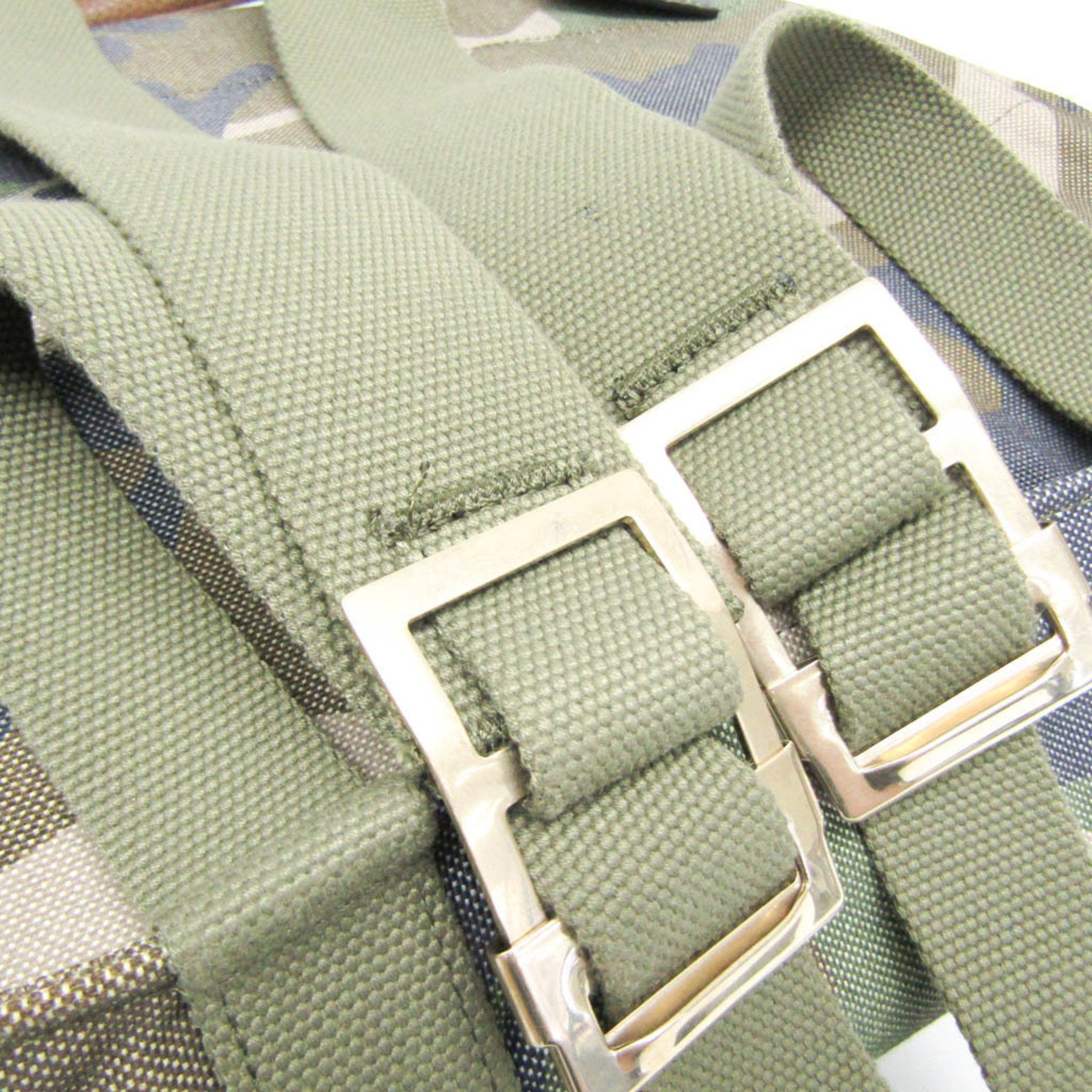 Valentino Valentino Garavani Military Women,Men Leather,Canvas Backpack Khaki Size ONE SIZE - 10 Thumbnail