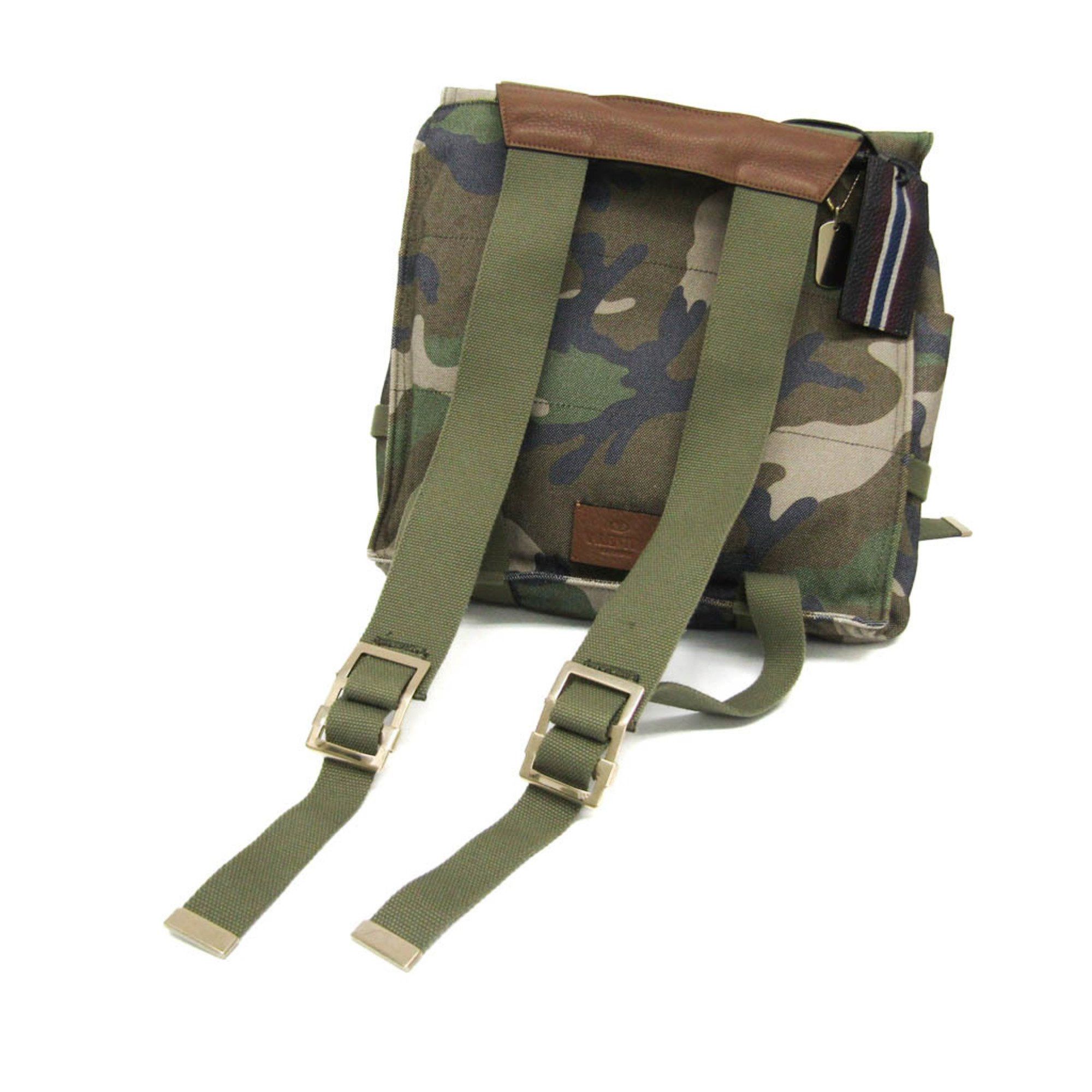 Valentino Valentino Garavani Military Women,Men Leather,Canvas Backpack Khaki Size ONE SIZE - 2 Thumbnail