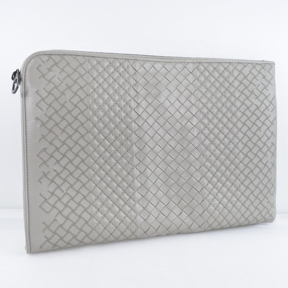 Bottega Veneta Intrecciato Grey Leather Handbag (Pre-Owned) Size ONE SIZE - 3 Thumbnail