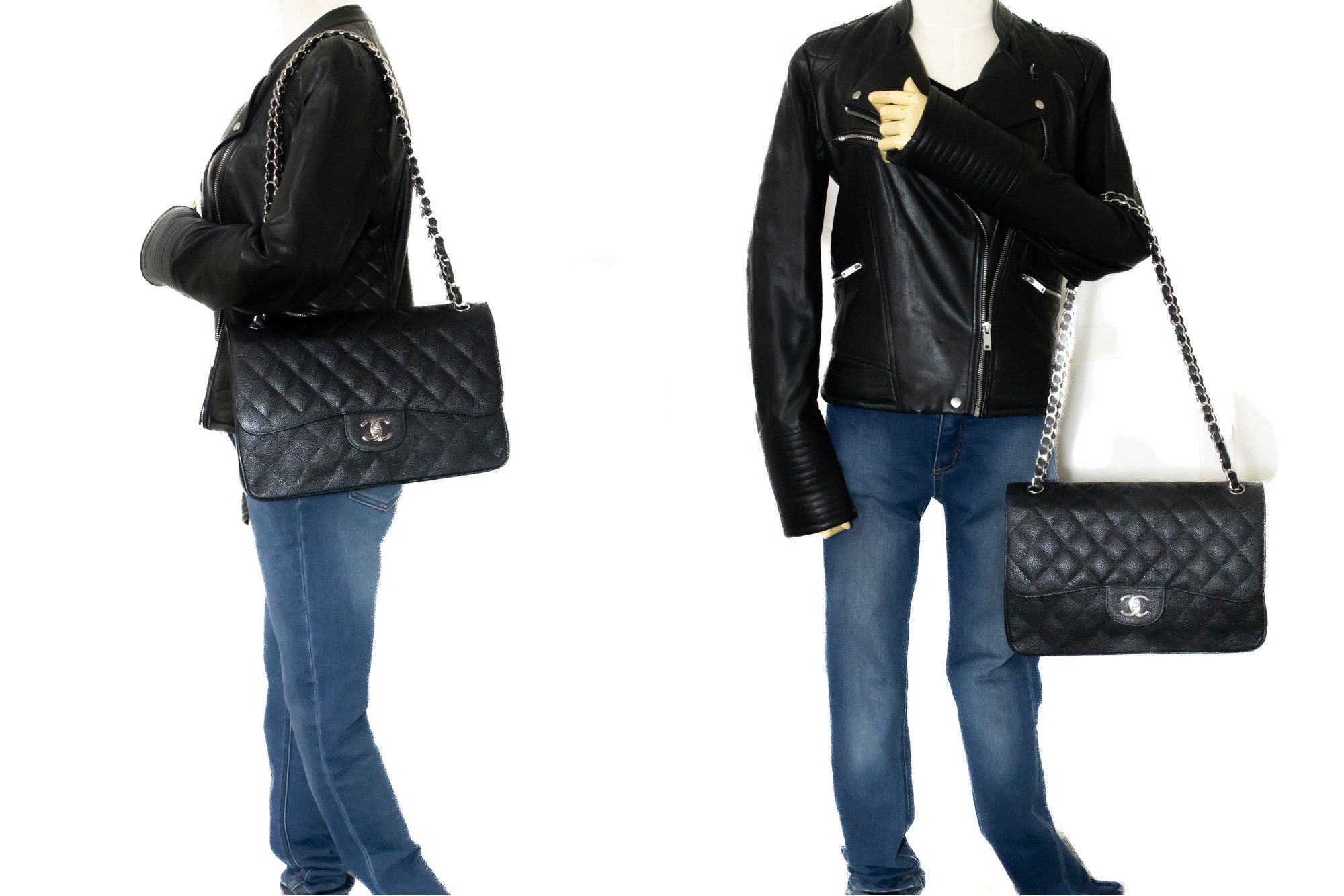 Chanel Double Flap Black Leather Shoulder Bag (Pre-Owned) Size ONE SIZE - 7 Thumbnail