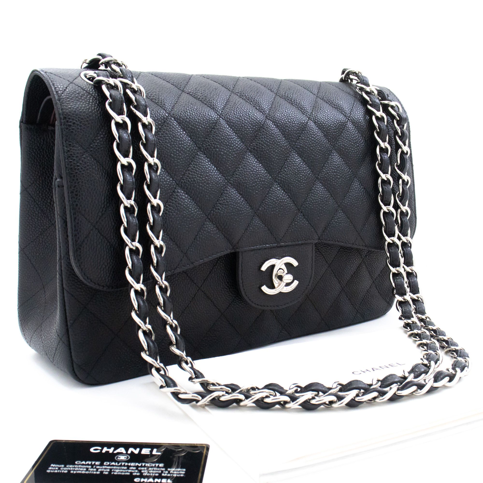 Chanel Double Flap Black Leather Shoulder Bag (Pre-Owned) Size ONE SIZE - 11 Thumbnail