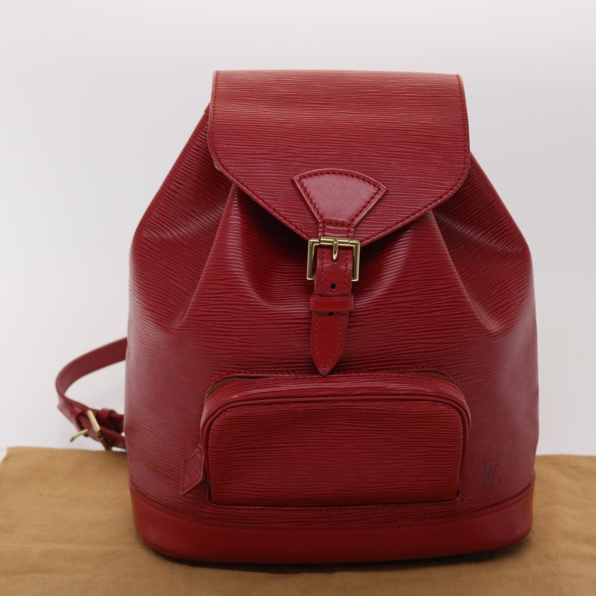 Louis Vuitton Montsouris Red Leather Backpack Bag (Pre-Owned) Size ONE SIZE - 9 Thumbnail