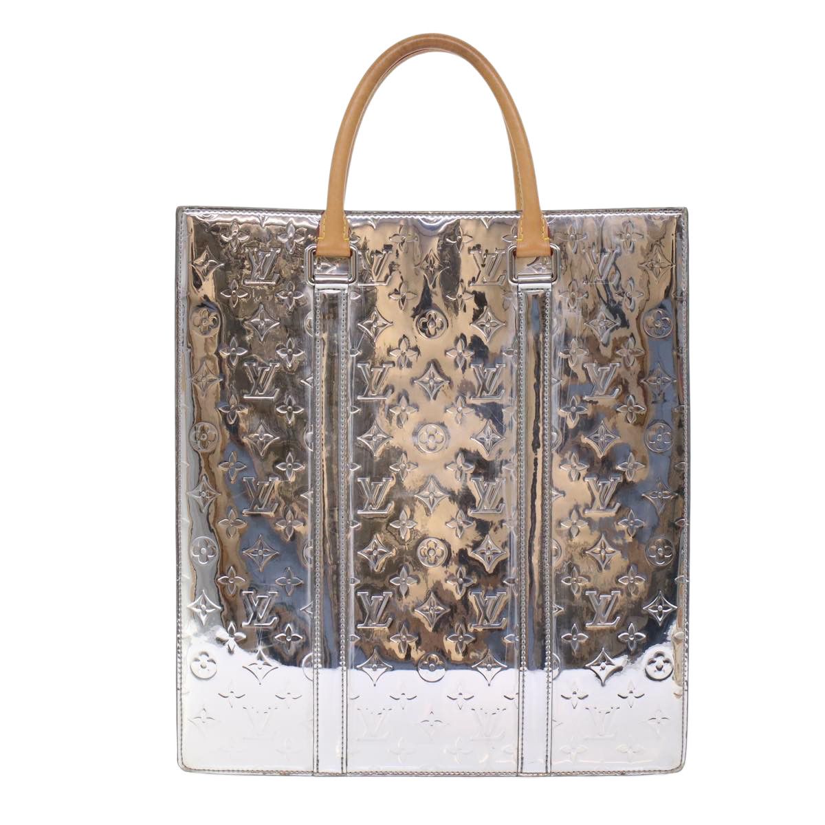 Sac Plat Silver Canvas Handbag (Pre-Owned)