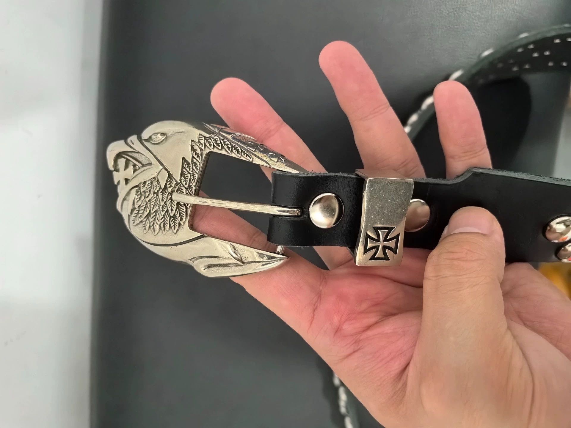 Enfants Riches Deprimes Enfants Riches Deprimes Eagle head buckle rivet three-row belt Size ONE SIZE - 3 Thumbnail