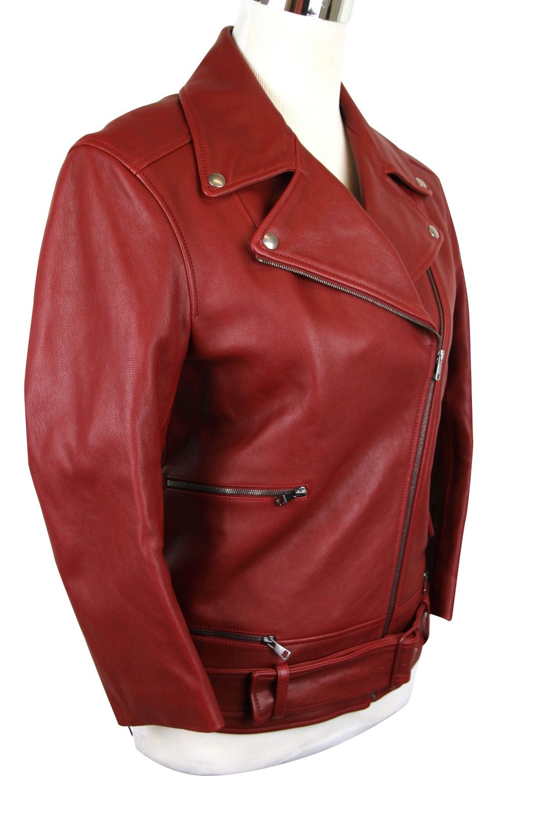 Gucci Women's Quilted Lining Red Biker Leather Jacket (G 38) Size XS / US 0-2 / IT 36-38 - 2 Thumbnail