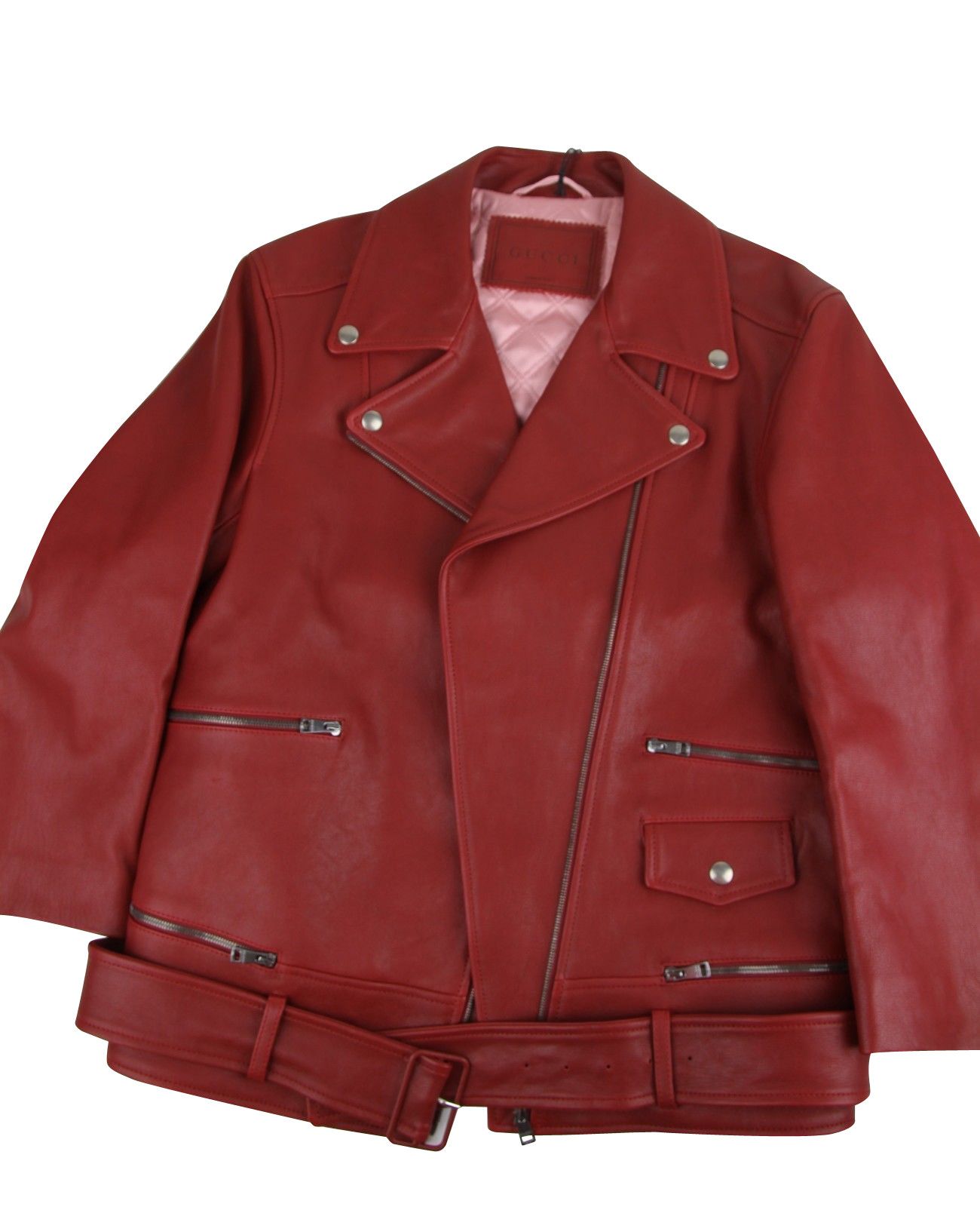 Gucci Women's Quilted Lining Red Biker Leather Jacket (G 38) Size XS / US 0-2 / IT 36-38 - 7 Thumbnail