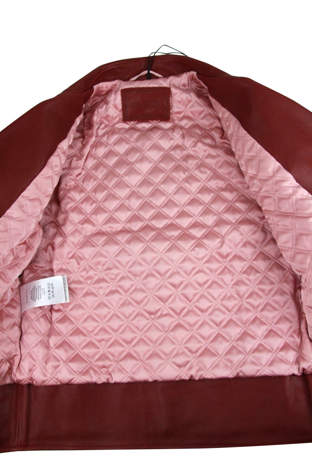 Gucci Women's Quilted Lining Red Biker Leather Jacket (G 38) Size XS / US 0-2 / IT 36-38 - 8 Thumbnail