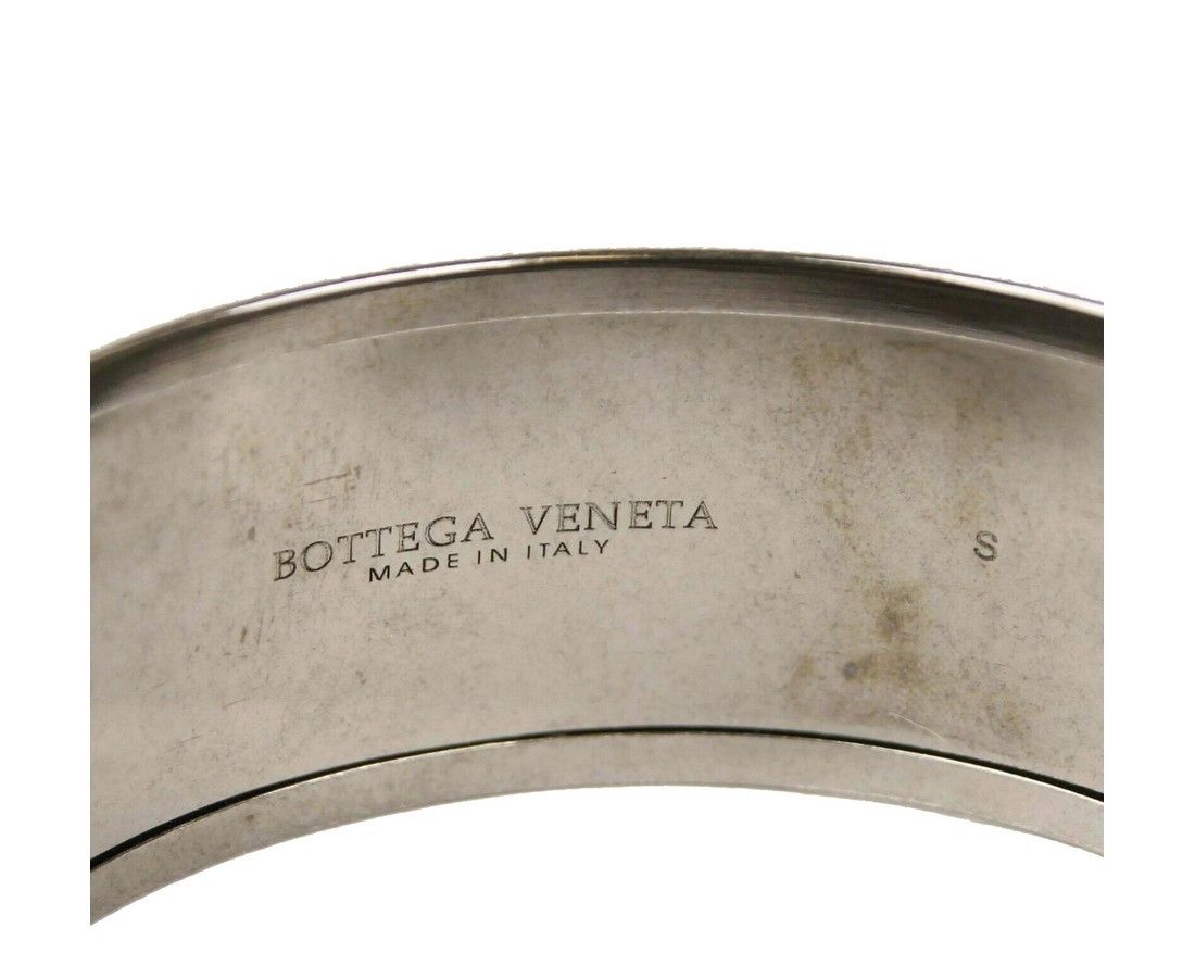 Bottega Veneta White / Black Enamel Metal Woven Silver Bracelet (Small) Size ONE SIZE - 4 Thumbnail