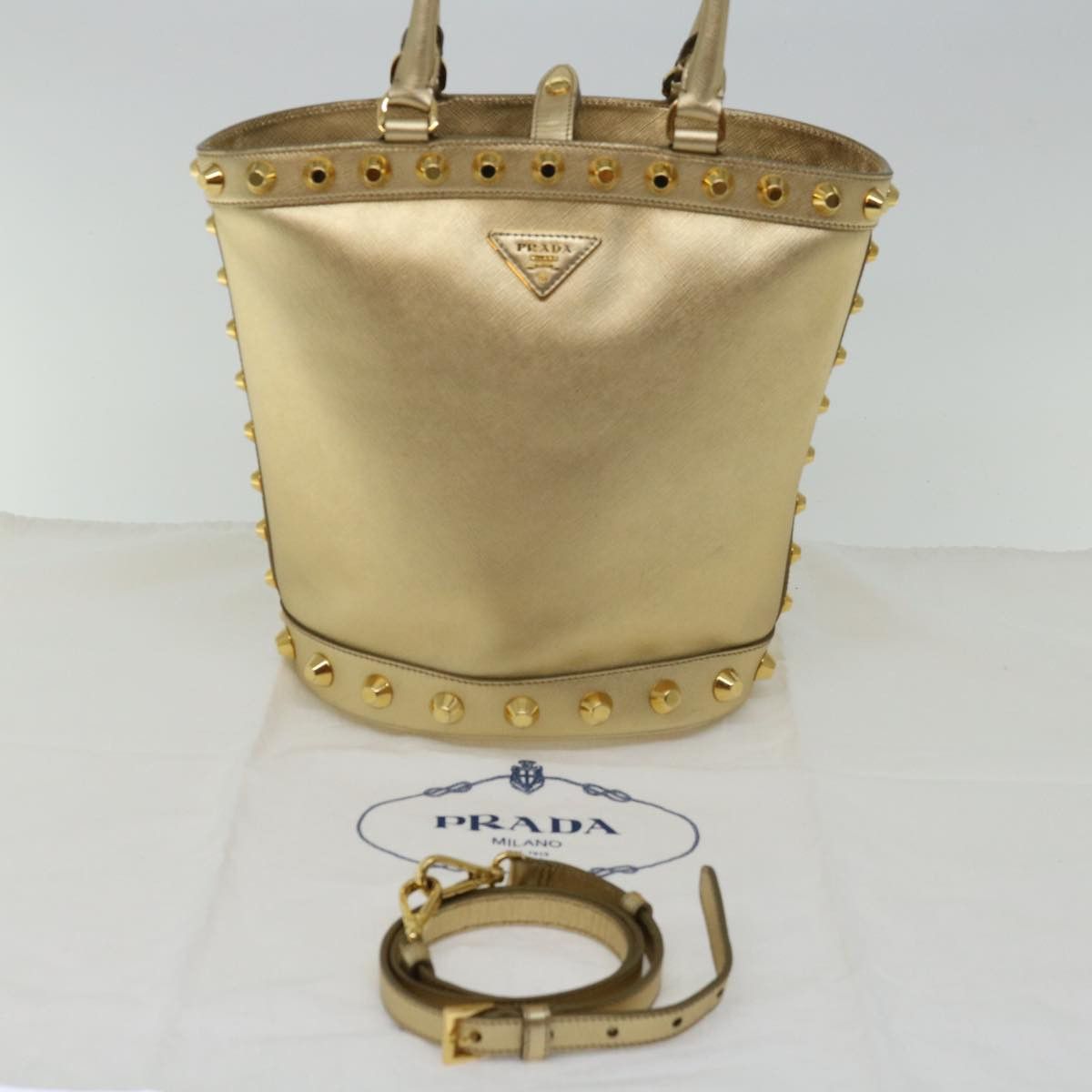 Prada Saffiano Gold Leather Handbag (Pre-Owned) Size ONE SIZE - 9 Thumbnail