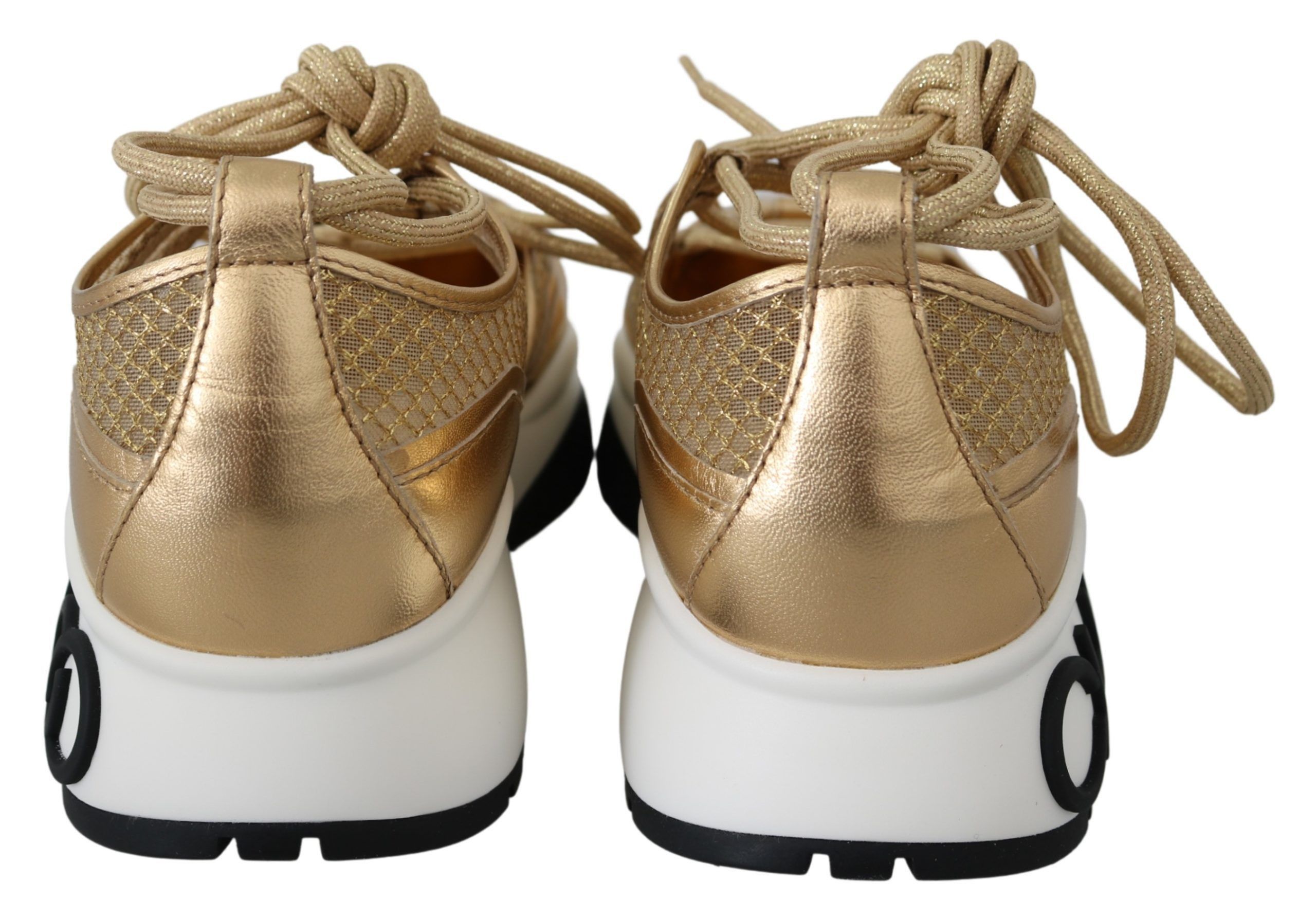 Jimmy Choo Golden Glamour Mesh Leather Women's Sneakers Size US 6.5 / IT 36.5 - 5 Thumbnail