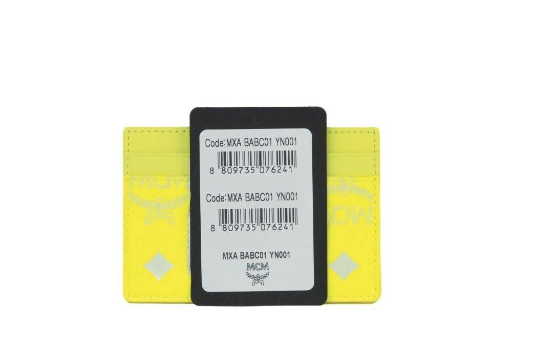 MCM Spectrum Diamond Mini Neon Yellow Visetos Leather Card Case Size ONE SIZE - 2 Thumbnail