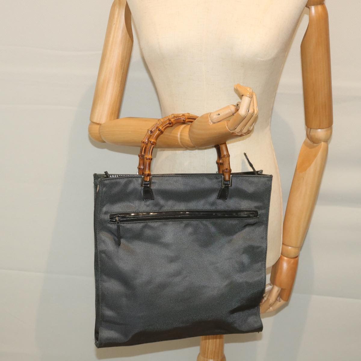 Gucci Bamboo Black Canvas Handbag (Pre-Owned) Size ONE SIZE - 6 Thumbnail