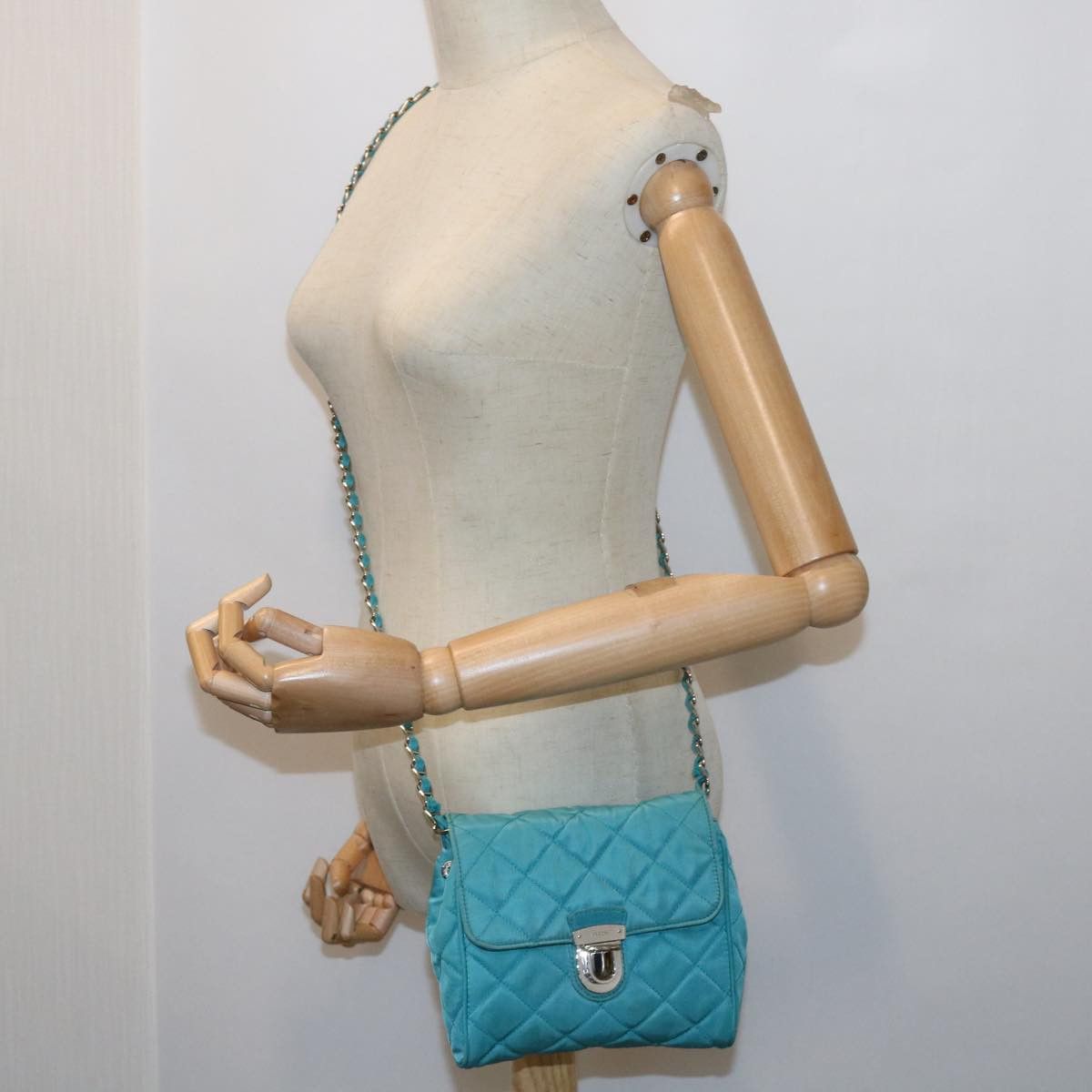 Prada Tessuto Turquoise Synthetic Shoulder Bag (Pre-Owned) Size ONE SIZE - 12 Thumbnail