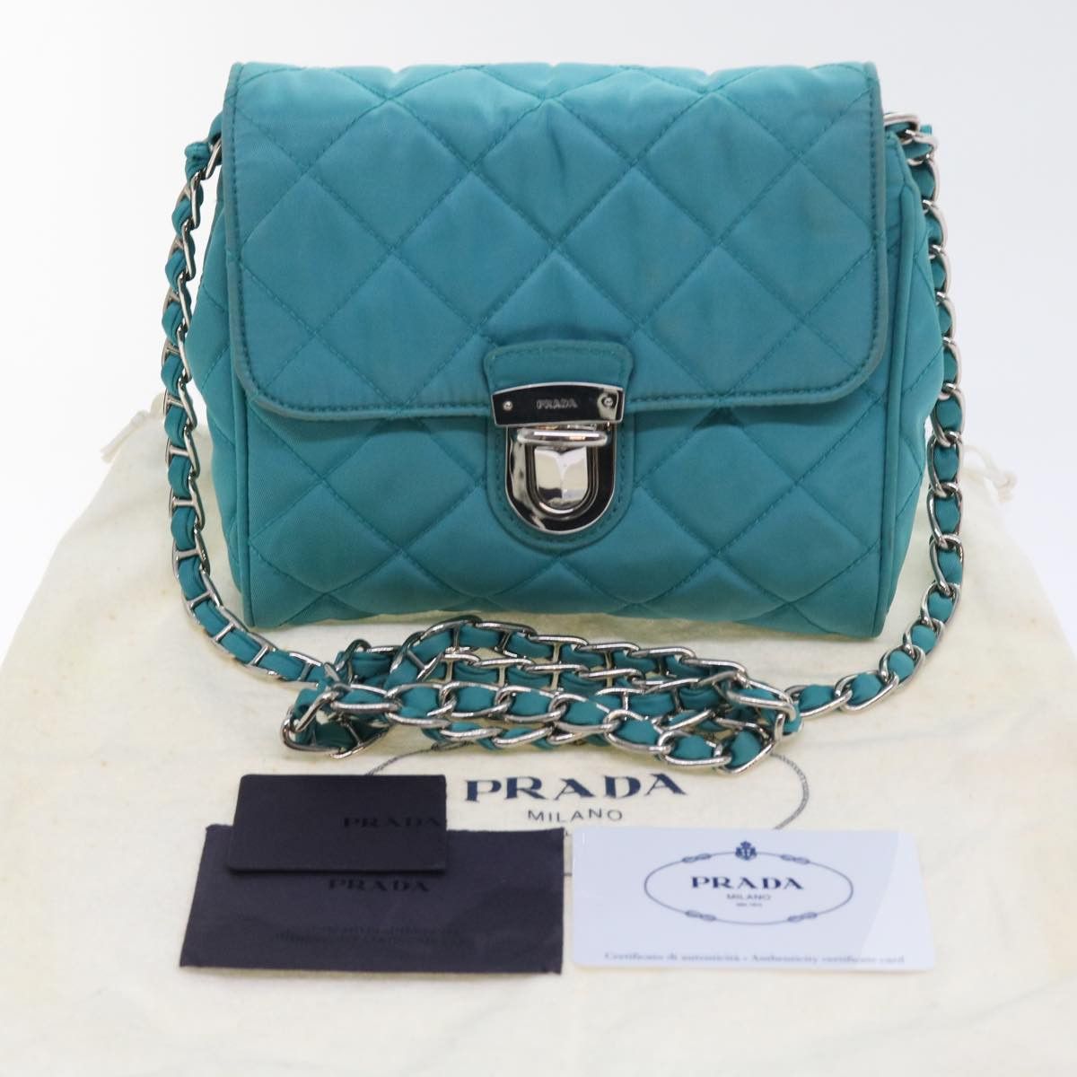 Prada Tessuto Turquoise Synthetic Shoulder Bag (Pre-Owned) Size ONE SIZE - 10 Thumbnail
