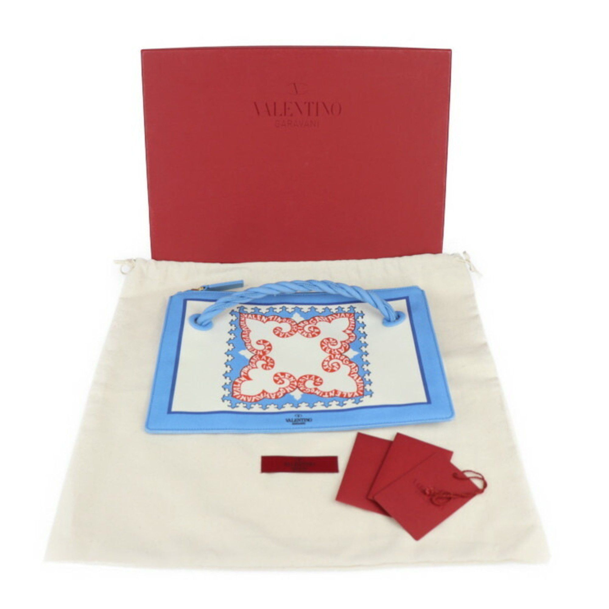 Valentino Valentino Garavani Honolulu Pouch Second Bag UW2P0U84 Canvas Light Blue Ivory Orange Clutch Size ONE SIZE - 10 Thumbnail