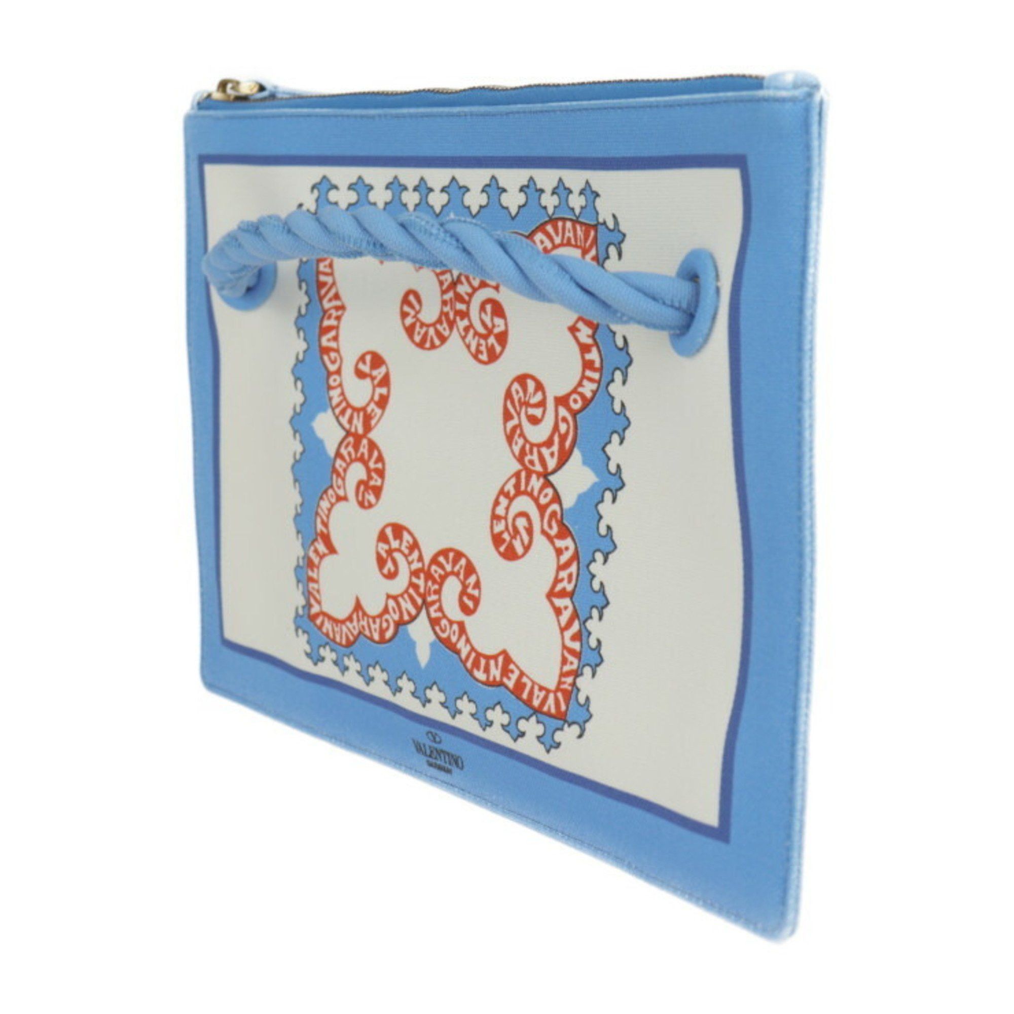 Valentino Valentino Garavani Honolulu Pouch Second Bag UW2P0U84 Canvas Light Blue Ivory Orange Clutch Size ONE SIZE - 2 Thumbnail