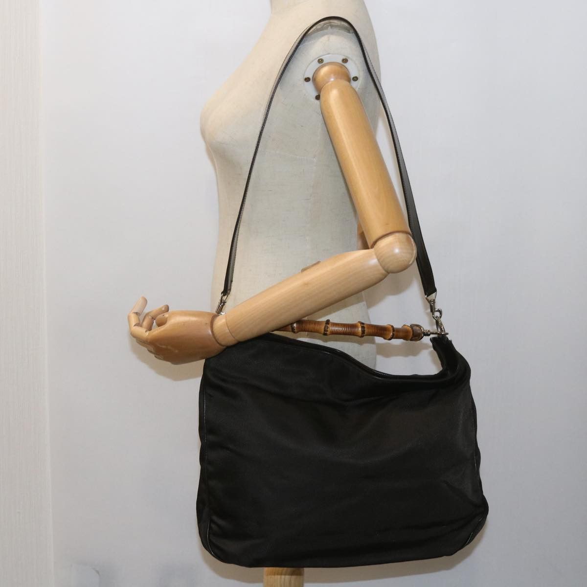 Gucci Bamboo Black Synthetic Shoulder Bag (Pre-Owned) Size ONE SIZE - 9 Thumbnail