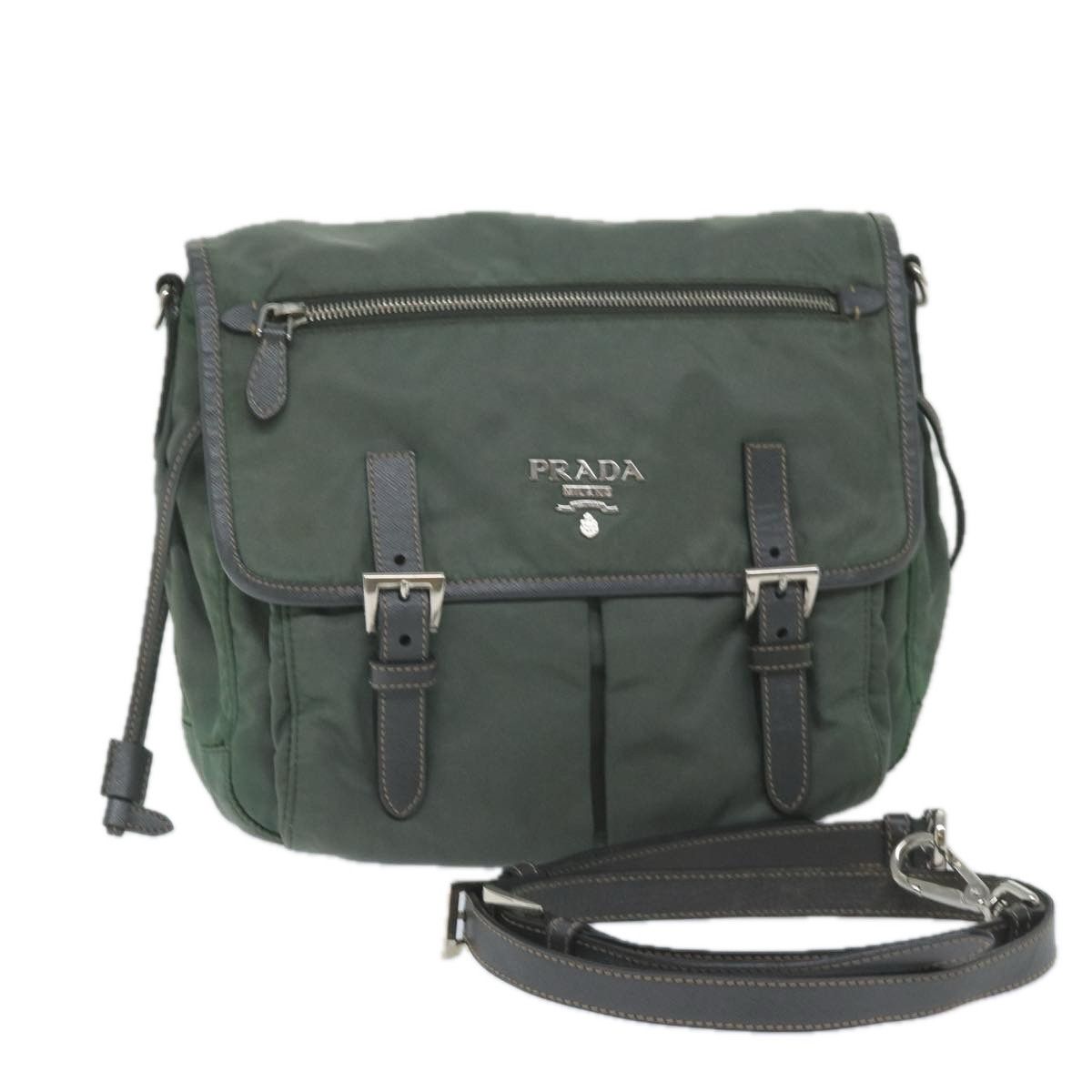 Prada Tessuto Khaki Synthetic Shoulder Bag (Pre-Owned) Size ONE SIZE - 9 Thumbnail