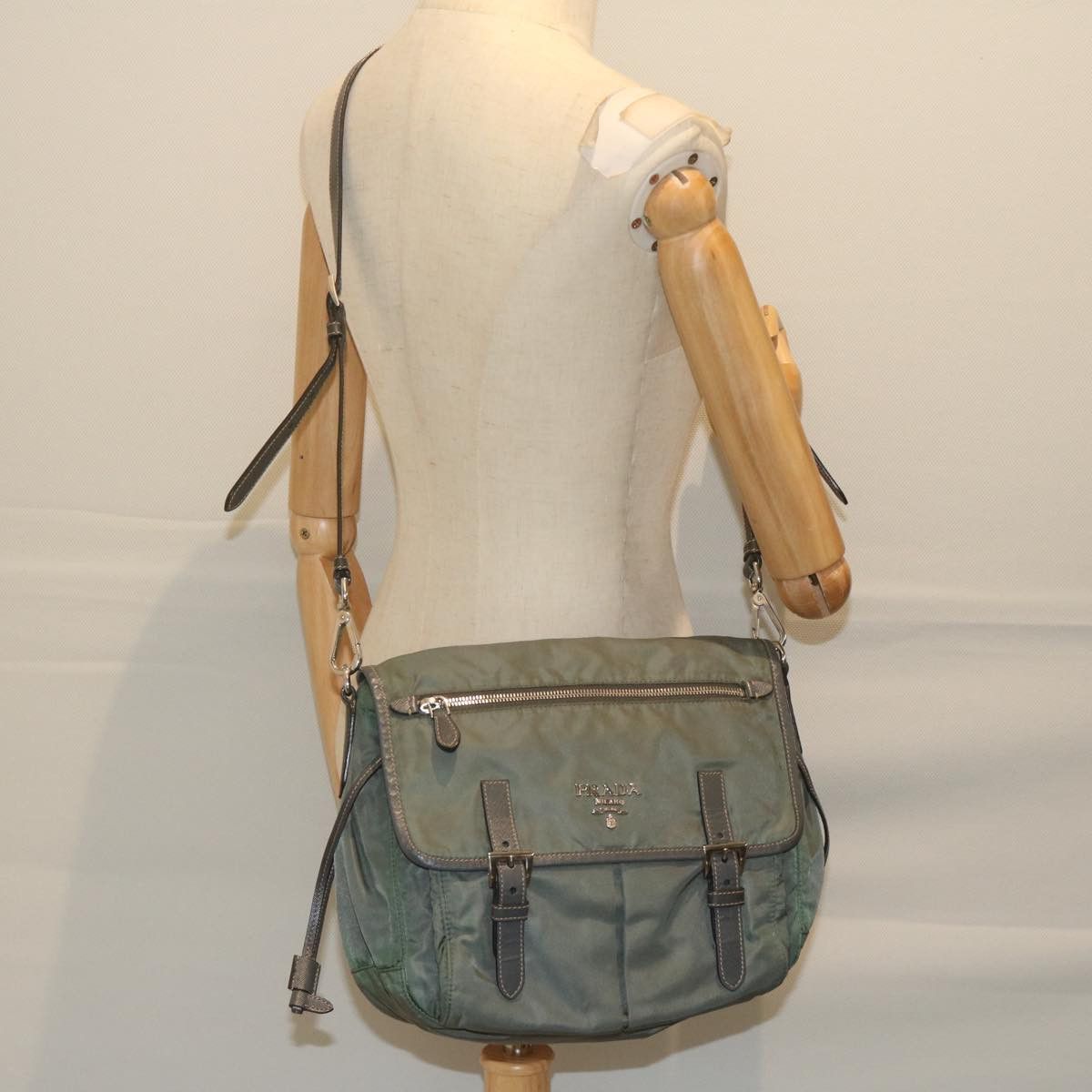 Prada Tessuto Khaki Synthetic Shoulder Bag (Pre-Owned) Size ONE SIZE - 8 Thumbnail