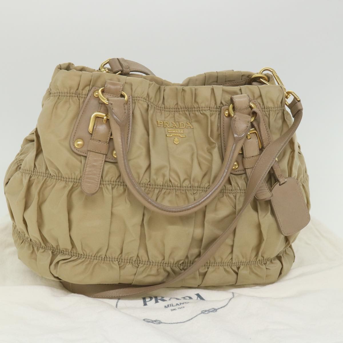 Prada Beige Synthetic Handbag (Pre-Owned) Size ONE SIZE - 7 Thumbnail