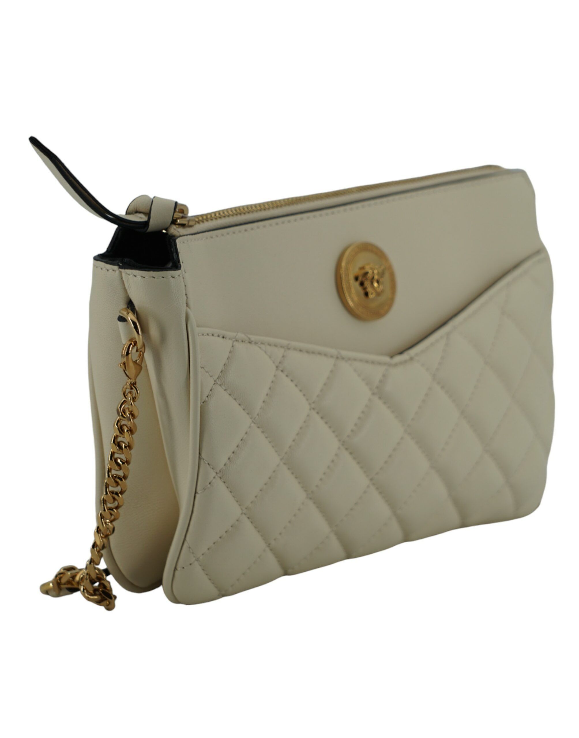 Versace Elegant White Lamb Leather Crossbody Women's Pouch Size ONE SIZE - 3 Thumbnail