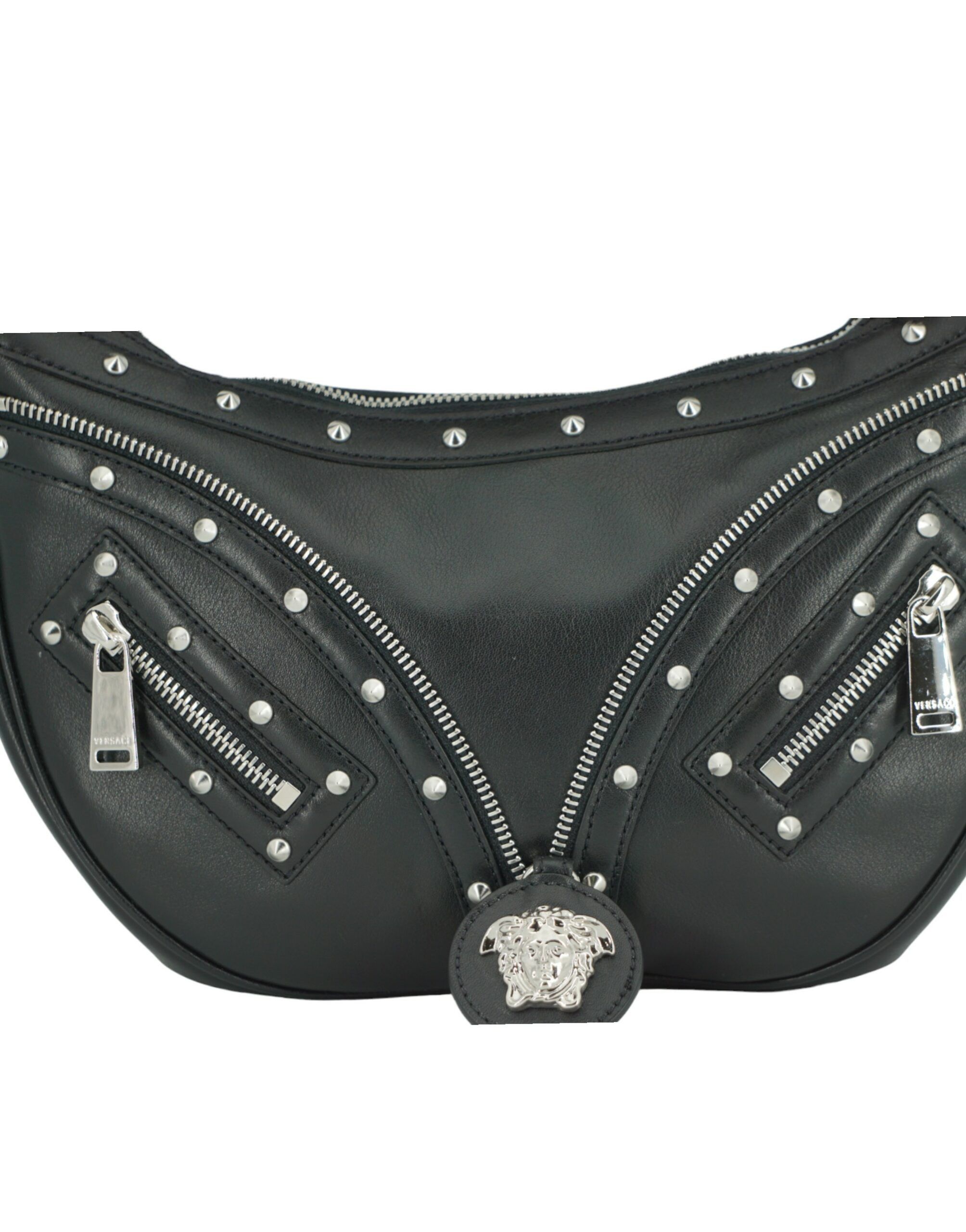 Versace Elegant Black Leather Hobo Shoulder Women's Bag Size ONE SIZE - 4 Thumbnail