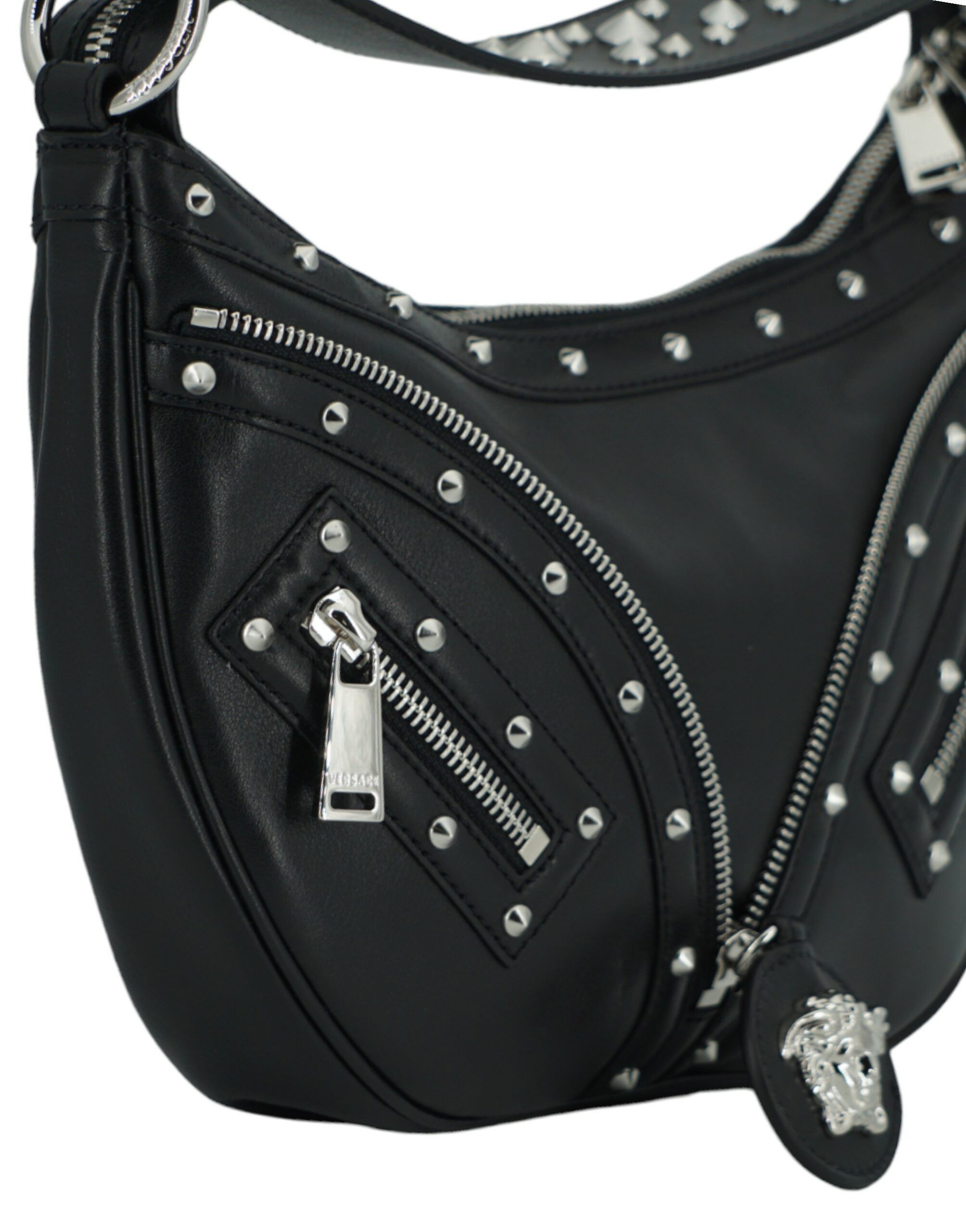 Versace Elegant Black Leather Hobo Shoulder Women's Bag Size ONE SIZE - 3 Thumbnail