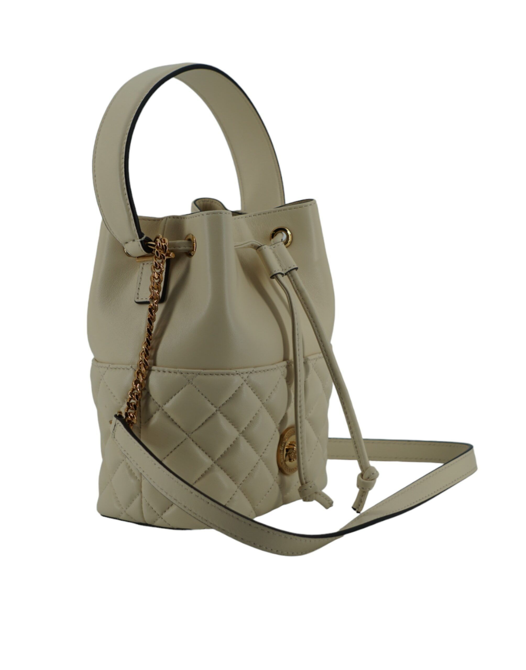 Versace Elegant Small White Leather Bucket Shoulder Women's Bag Size ONE SIZE - 3 Thumbnail