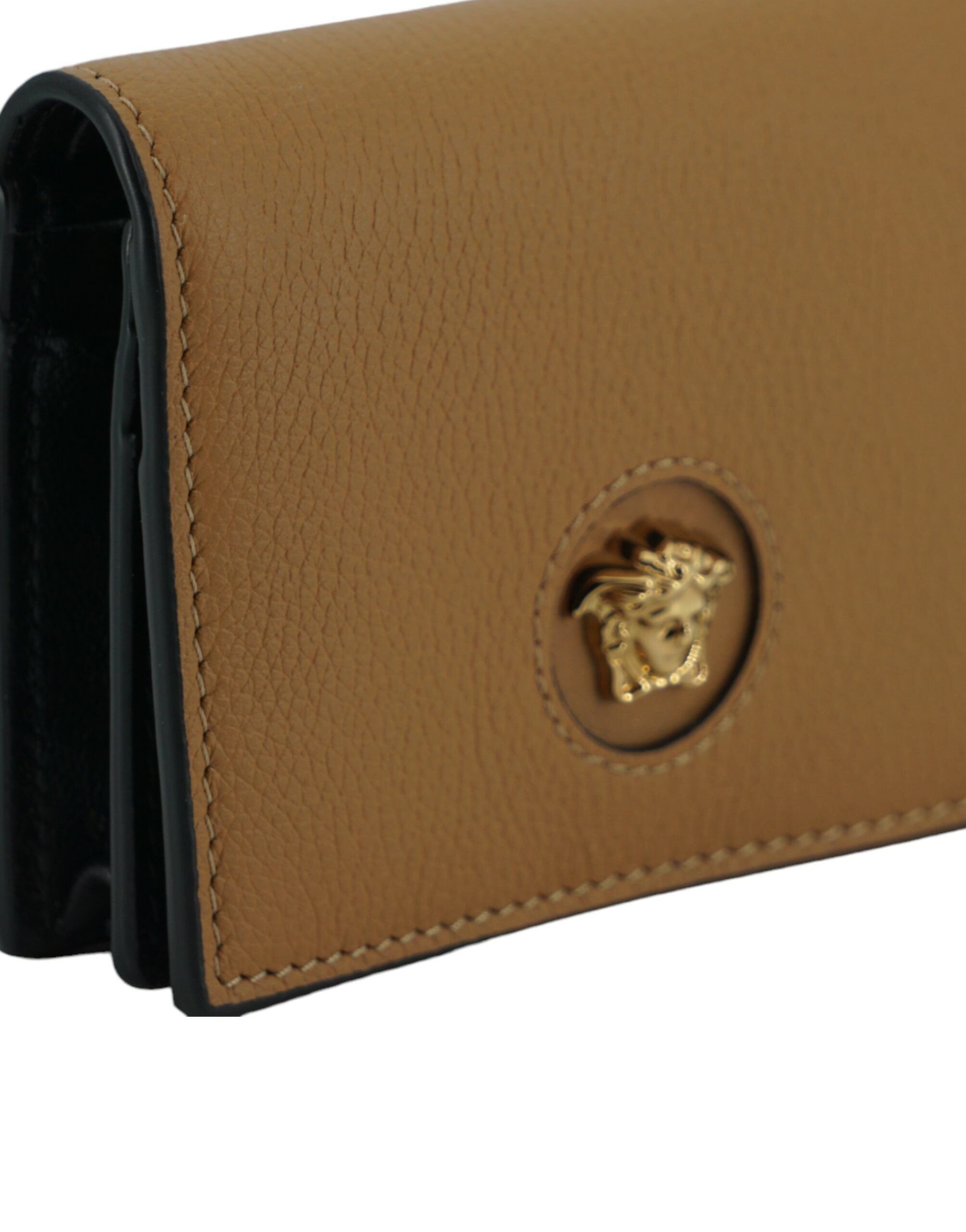 Versace Elegant Compact Leather Wallet in Women's Brown Size ONE SIZE - 3 Thumbnail