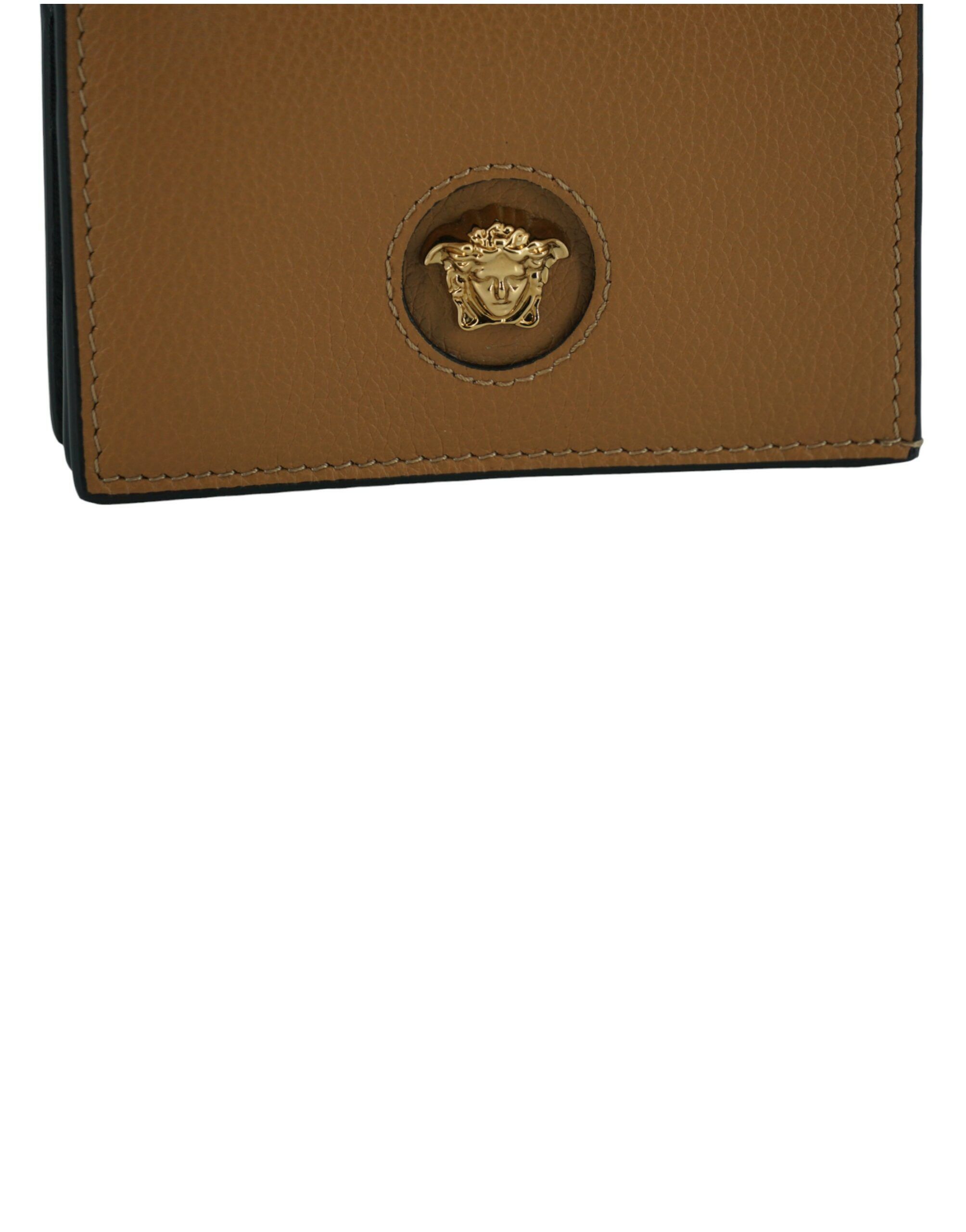 Versace Elegant Compact Leather Wallet in Women's Brown Size ONE SIZE - 4 Thumbnail