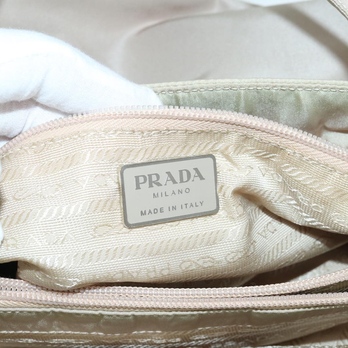 Prada Tessuto Beige Synthetic Handbag (Pre-Owned) Size ONE SIZE - 8 Thumbnail