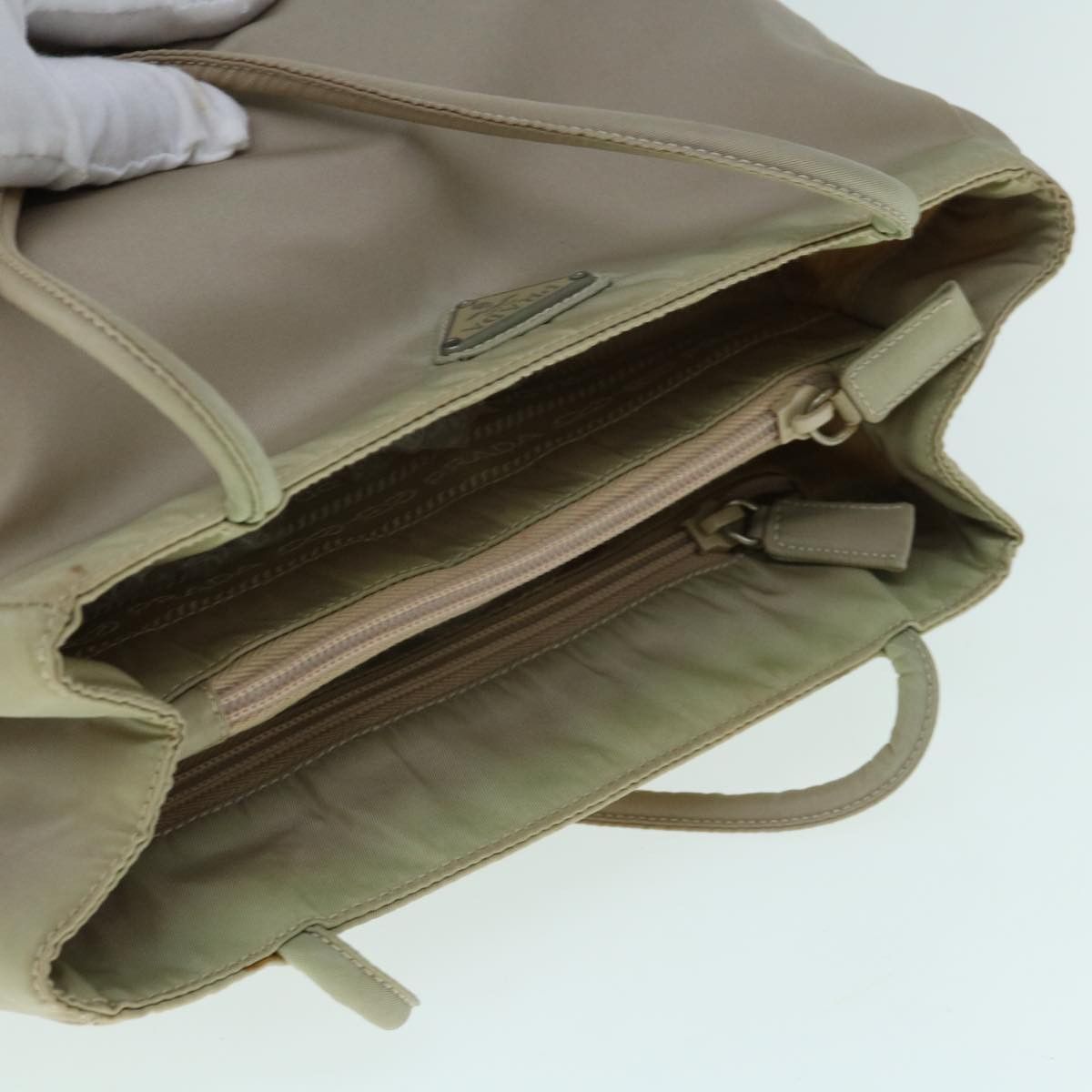 Prada Tessuto Beige Synthetic Handbag (Pre-Owned) Size ONE SIZE - 11 Thumbnail