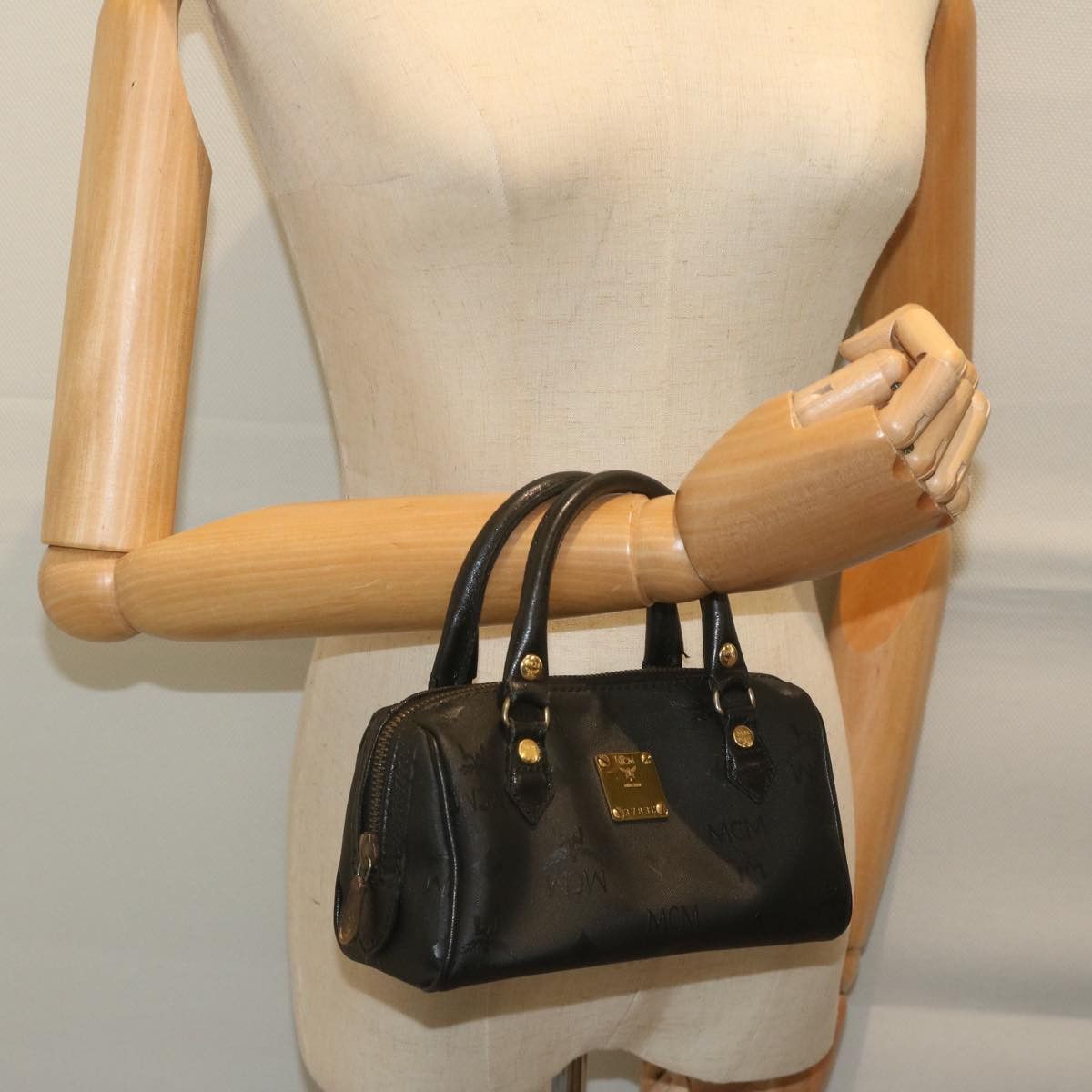 MCM Visetos Black Canvas Handbag (Pre-Owned) Size ONE SIZE - 6 Thumbnail