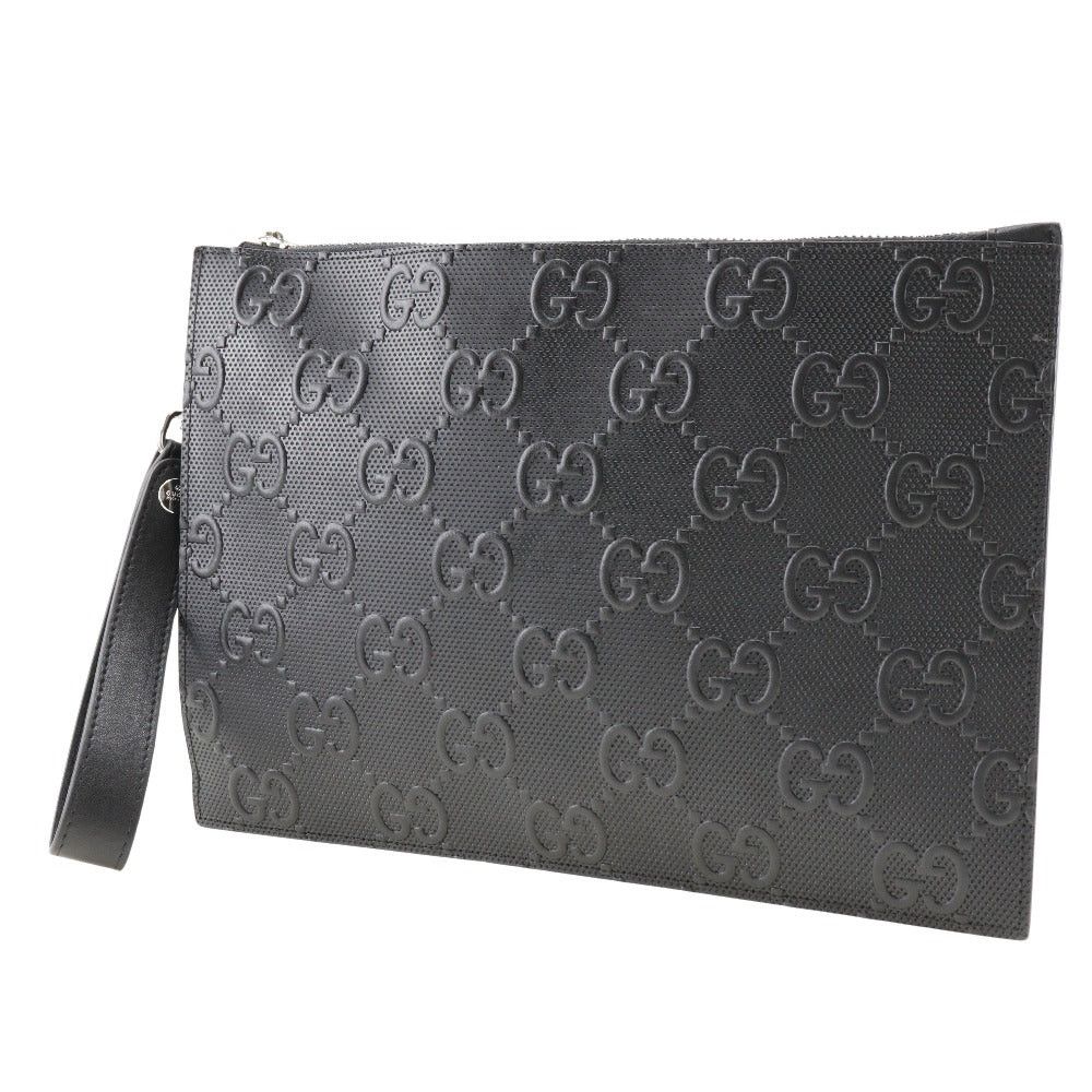 Gucci Gg Embossé Black Leather Clutch Bag (Pre-Owned) Size ONE SIZE - 6 Thumbnail