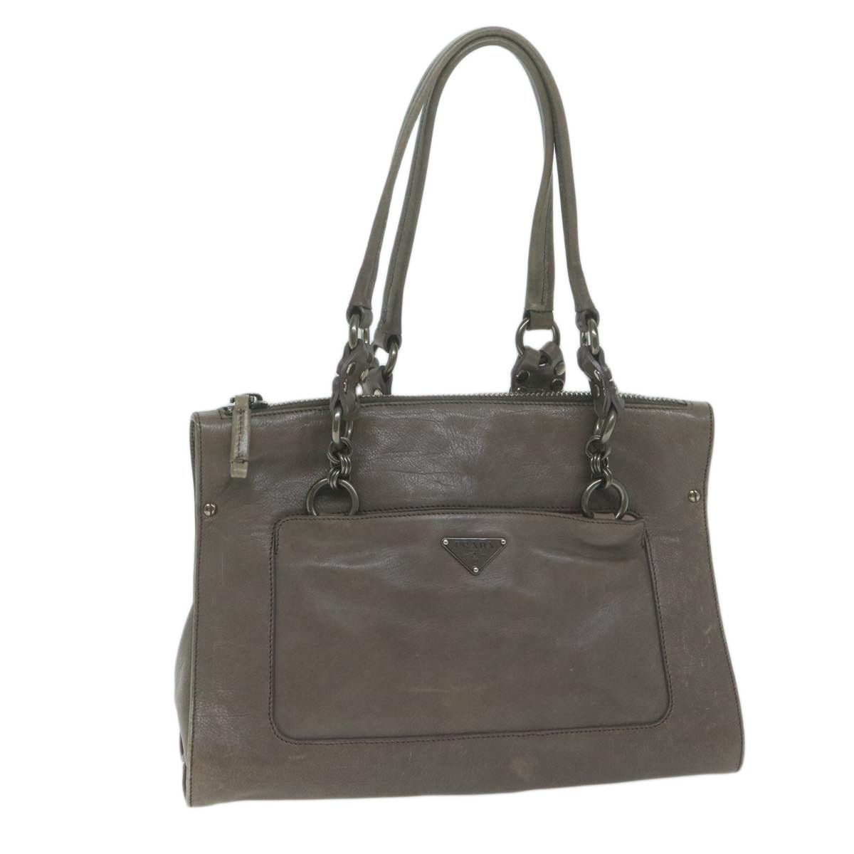Prada Grey Leather Shoulder Bag (Pre-Owned) Size ONE SIZE - 11 Thumbnail