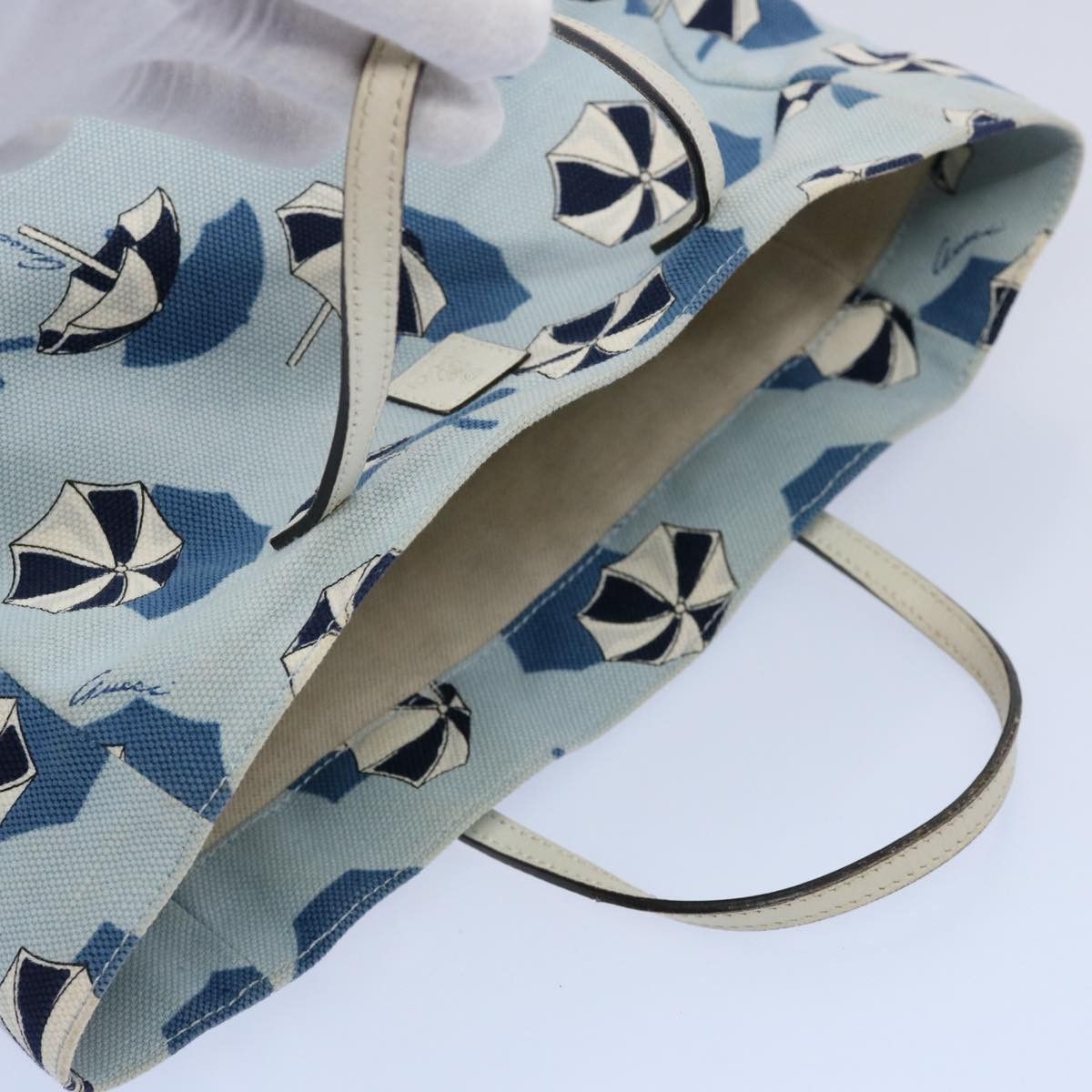 Gucci Blue Canvas Handbag (Pre-Owned) Size ONE SIZE - 4 Thumbnail