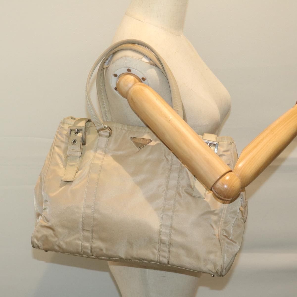 Prada Tessuto Beige Synthetic Tote Bag (Pre-Owned) Size ONE SIZE - 7 Thumbnail