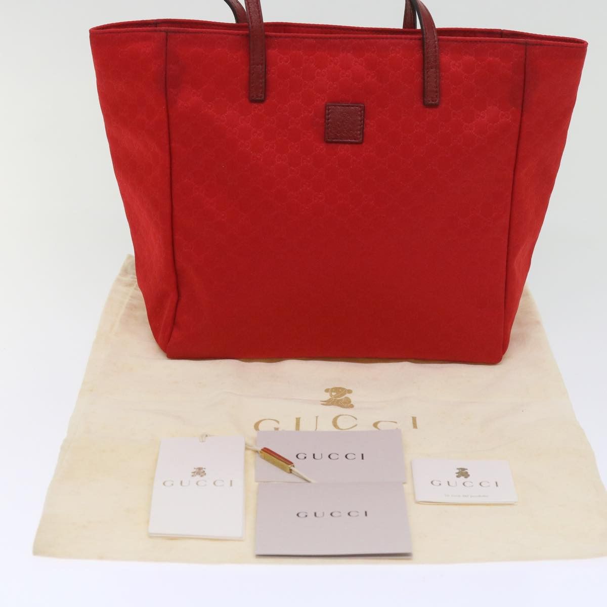 Gucci Gg Canvas Red Synthetic Tote Bag (Pre-Owned) Size ONE SIZE - 8 Thumbnail