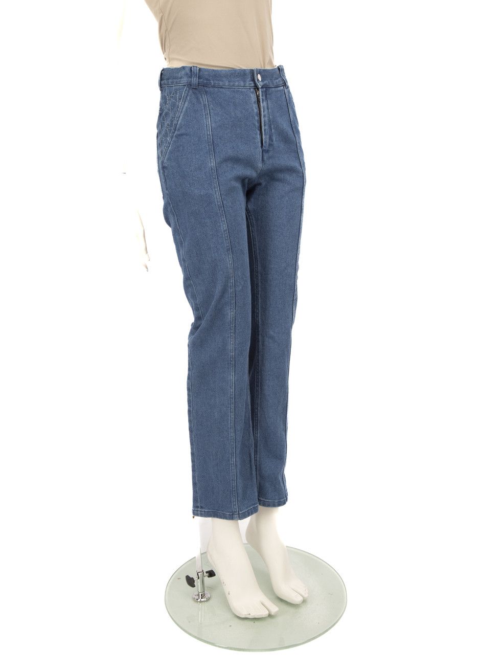 Dior Blue Denim Straight Leg Logo Panel Jeans Size 25" / US 0 / IT 36 - 2 Thumbnail