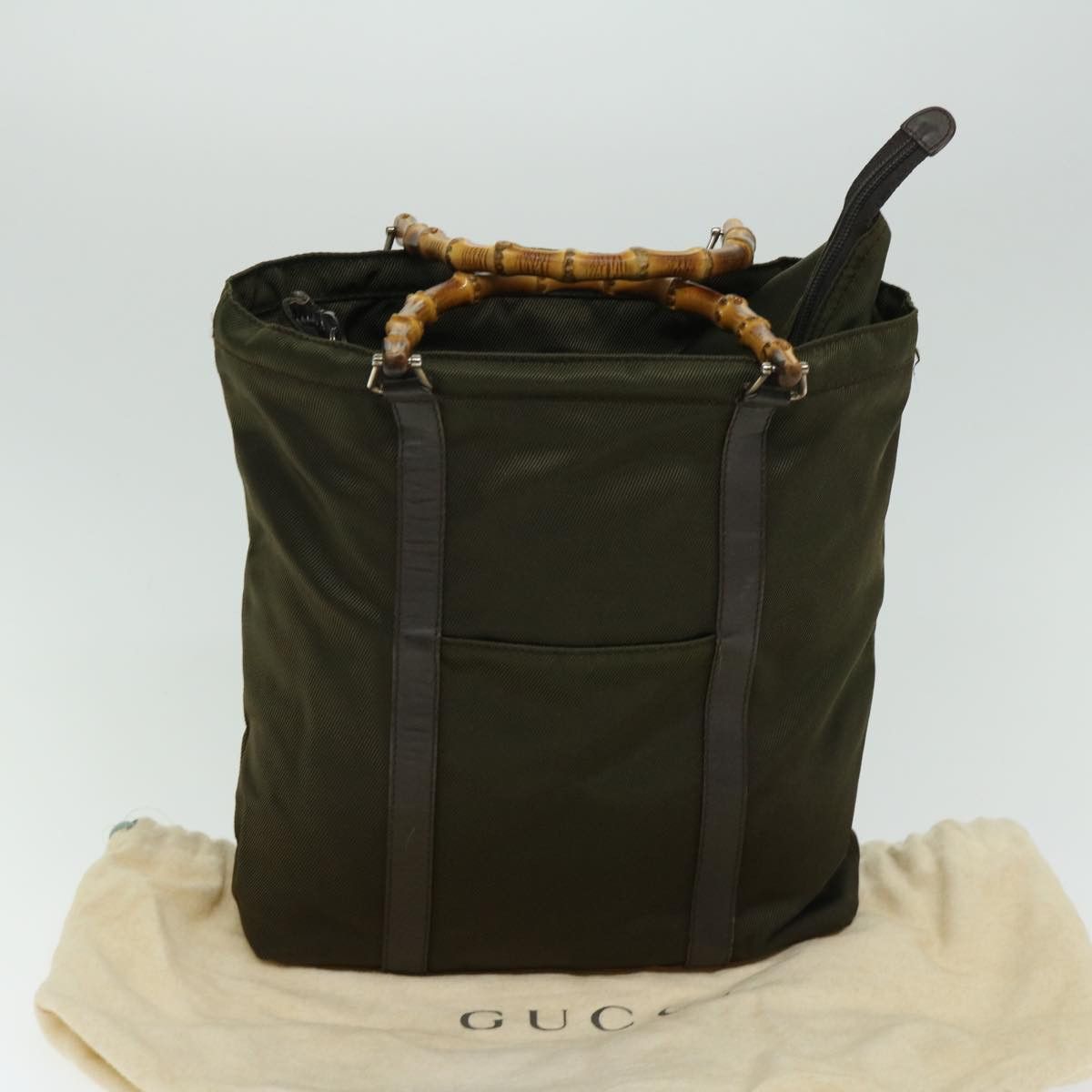 Gucci Bamboo Khaki Synthetic Handbag (Pre-Owned) Size ONE SIZE - 9 Thumbnail