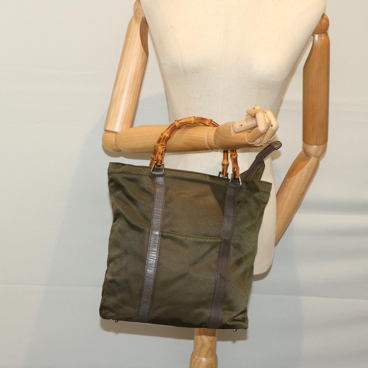 Gucci Bamboo Khaki Synthetic Handbag (Pre-Owned) Size ONE SIZE - 7 Thumbnail