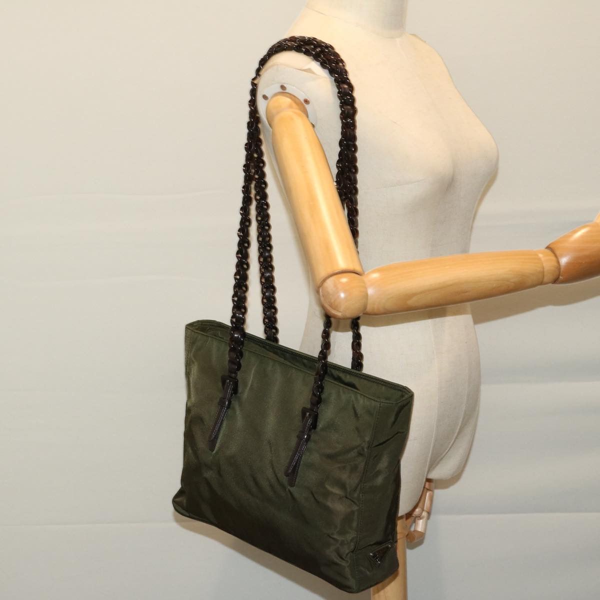 Prada Tessuto Green Synthetic Shoulder Bag (Pre-Owned) Size ONE SIZE - 9 Thumbnail