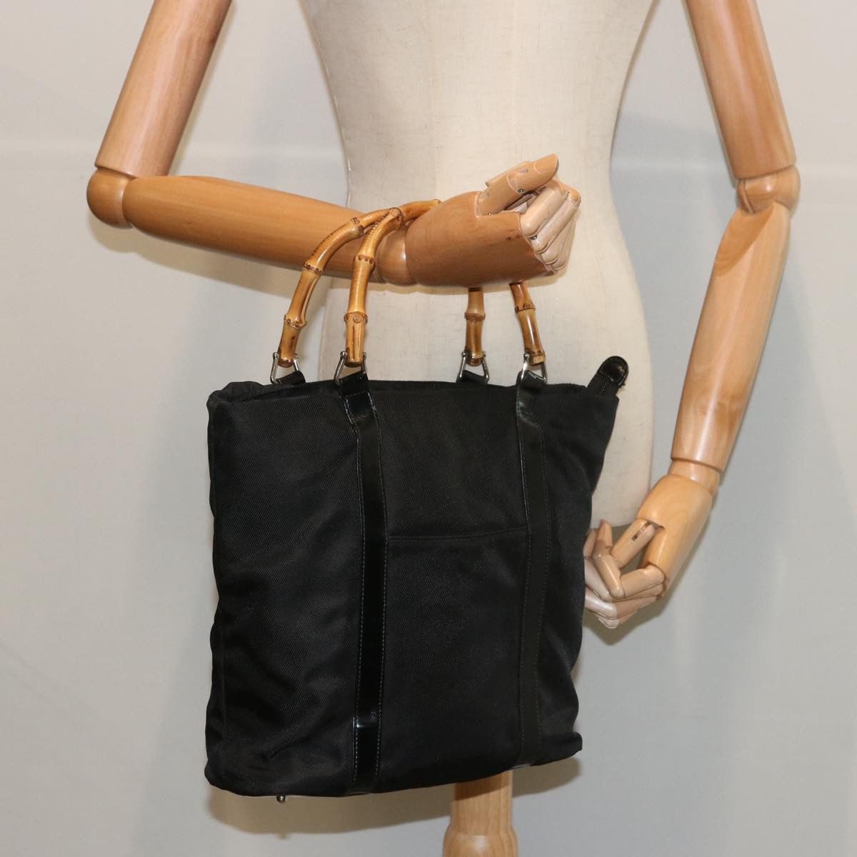 Gucci Bamboo Black Synthetic Handbag (Pre-Owned) Size ONE SIZE - 7 Thumbnail