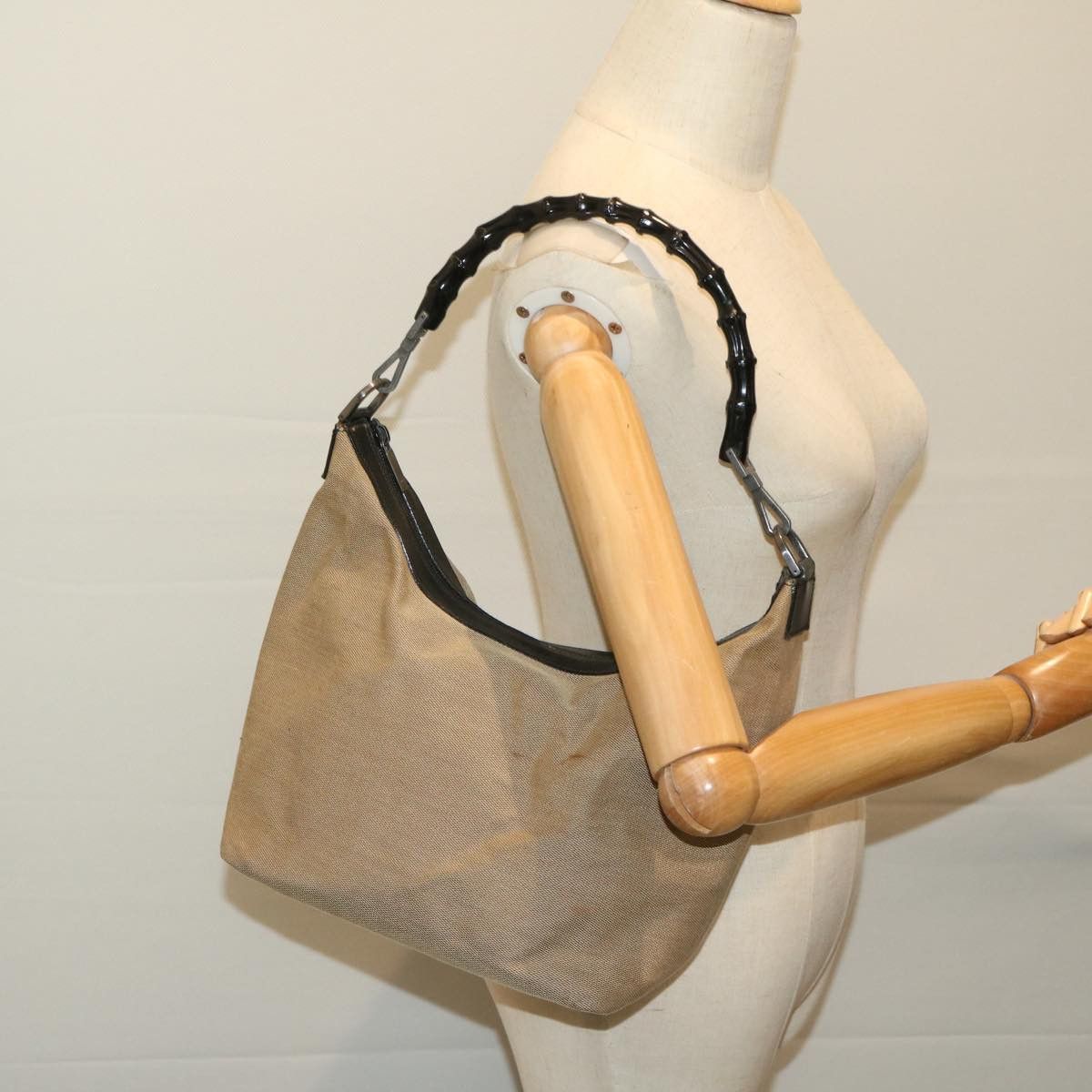 Gucci Bamboo Beige Canvas Shoulder Bag (Pre-Owned) Size ONE SIZE - 7 Thumbnail